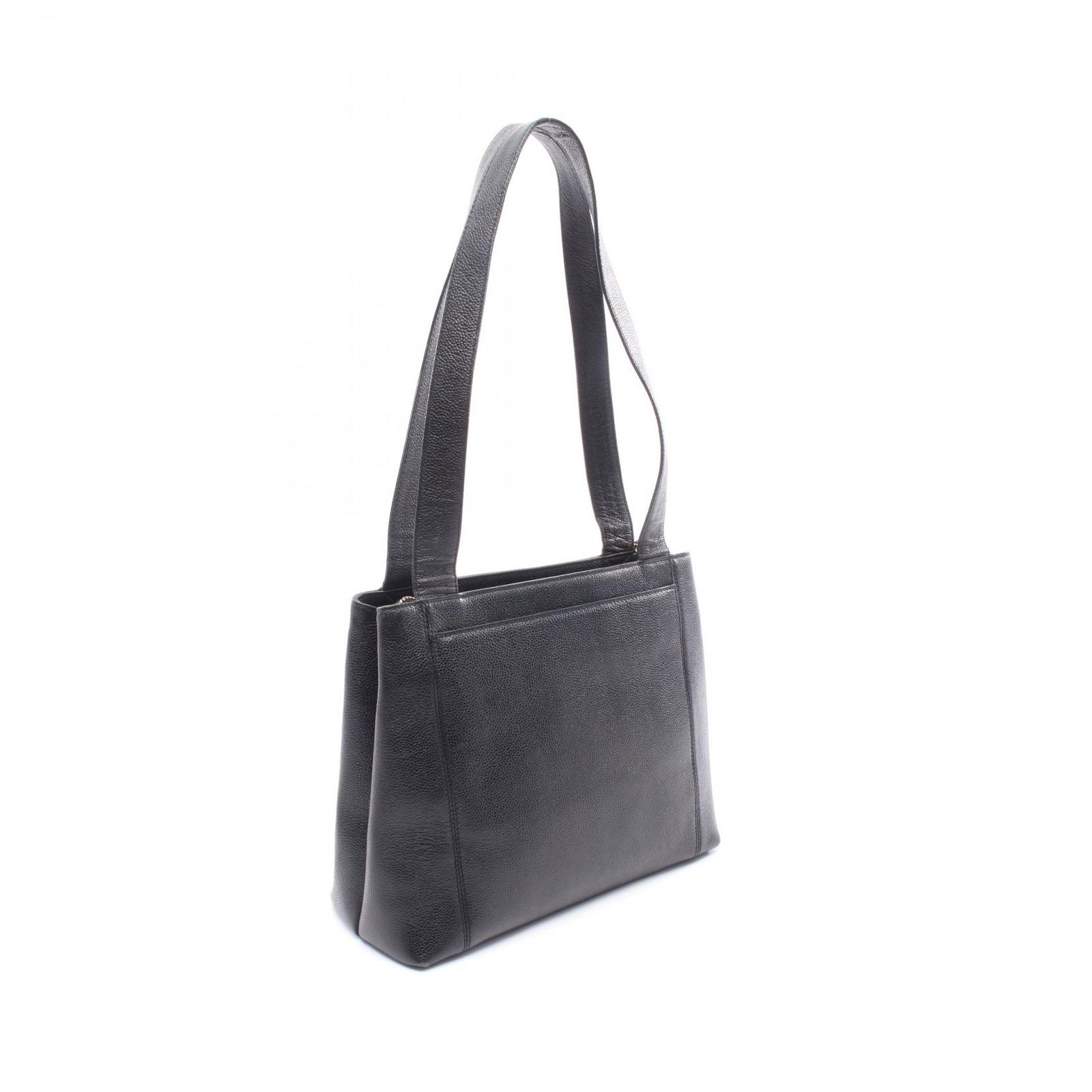 シャネル CHANEL トートバッグ ロゴ 08062 ブラック レザー カーフ