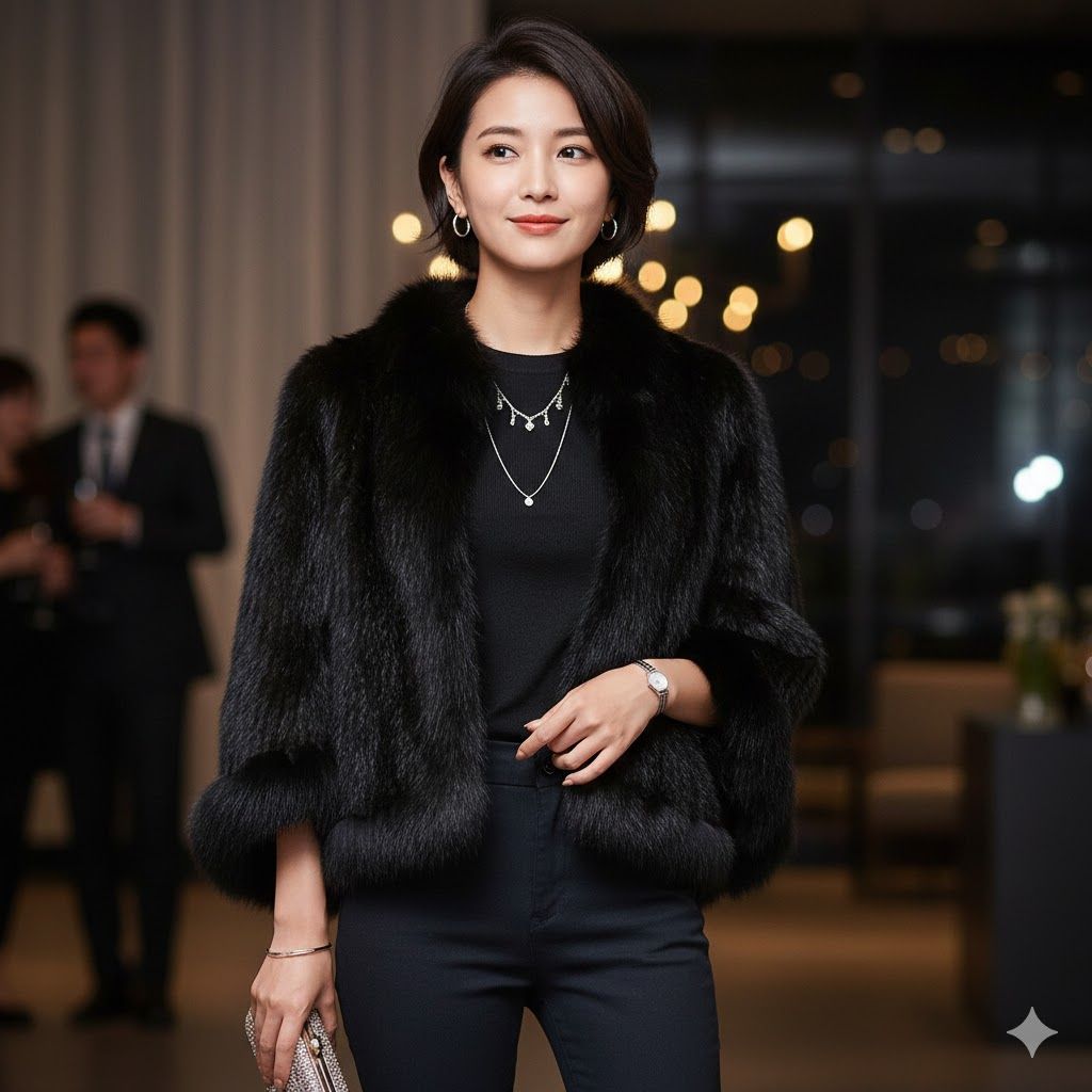 ホメオスタイル ケープコート ブルーフォックスファー ポンチョ