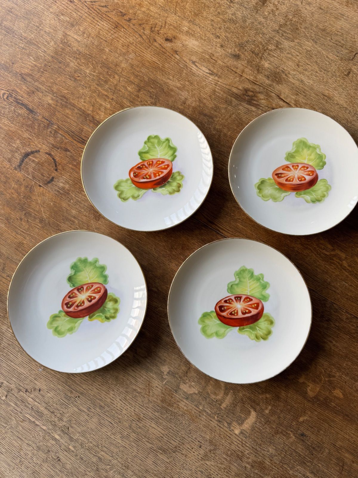 オールドノリタケ 森村組 ハンドペイント レタスとトマト プレート 19 5㎝ セット