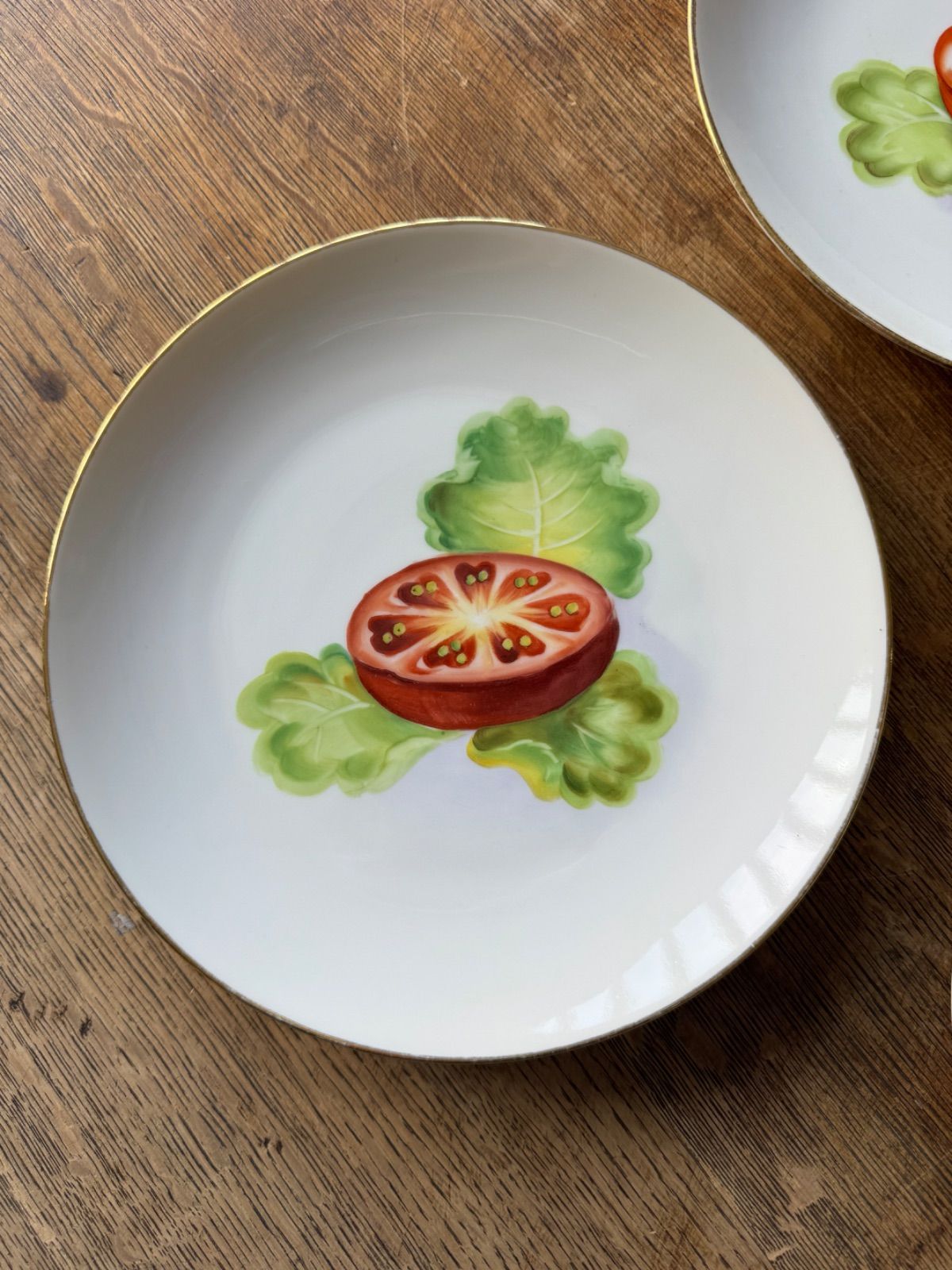 オールドノリタケ 森村組 ハンドペイント レタスとトマト プレート 19.5㎝ セット