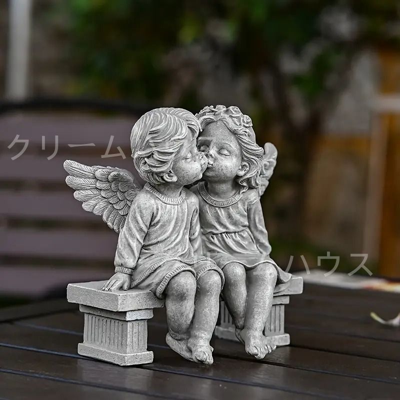 新しい未使用 天使 男の子女の子のキス像 置物 ヴィンテージ 天使の