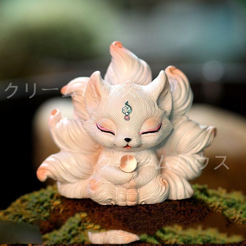 新品未使用】九尾狐 小狐 事務室 茶卓 茶道具 多肉鉢 造景 装飾品 工芸
