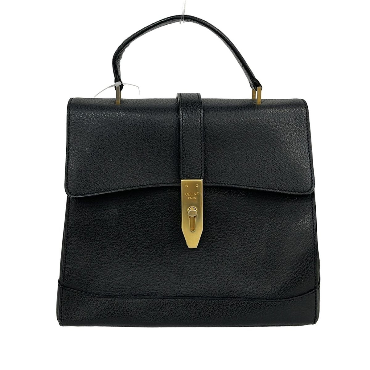 CELINE ブラック レザー　2way ハンドバッグ CELINE(セリーヌ) ハンドバッグ - 黒 ヴィンテージ/ターンロック/2way