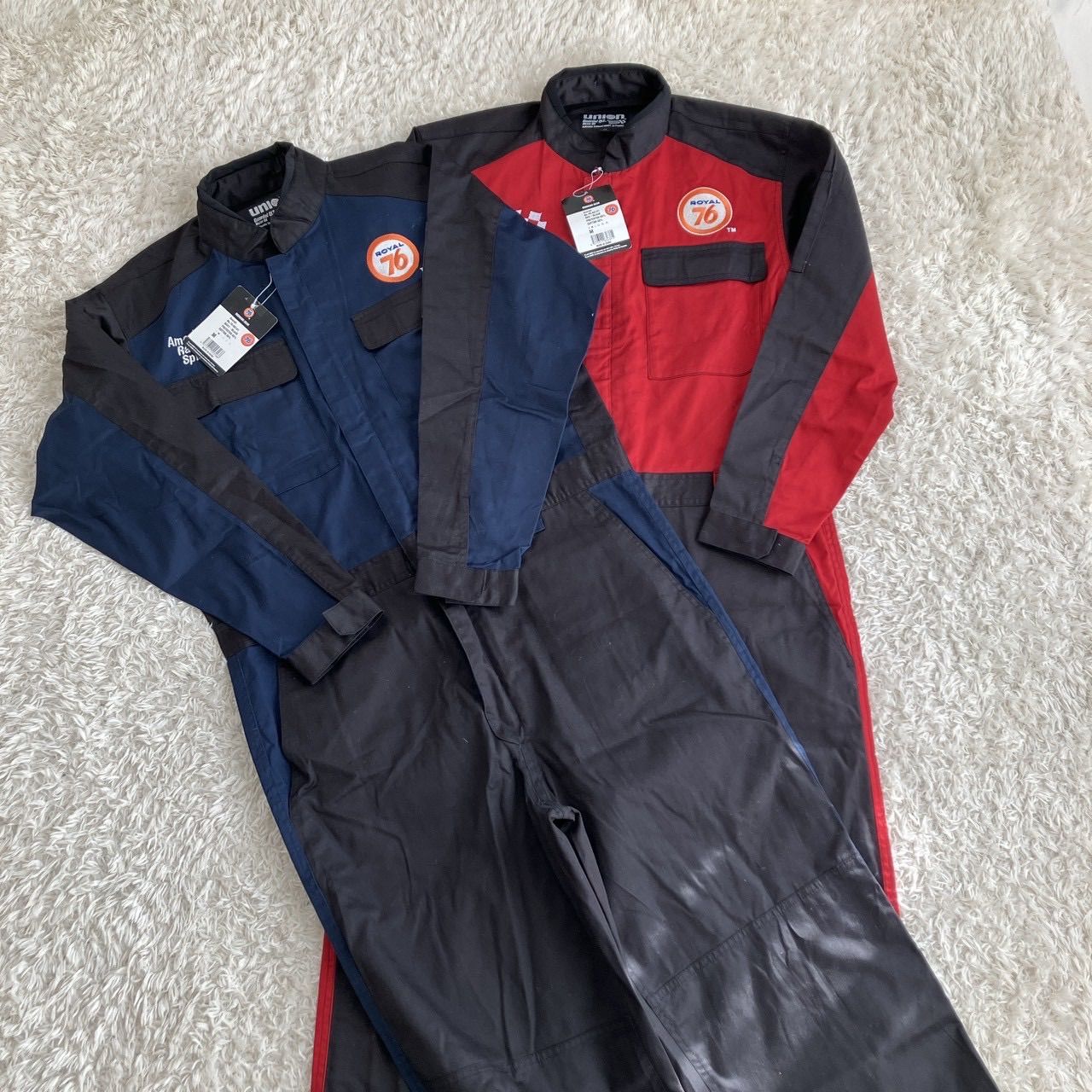 新品 タグ付き 76 UNION ユニオン ツナギ 作業着オーバーオール赤黒L 新品！ 76 UNION ユニオン ツナギ 作業着 オーバーオール 赤 ネイビー