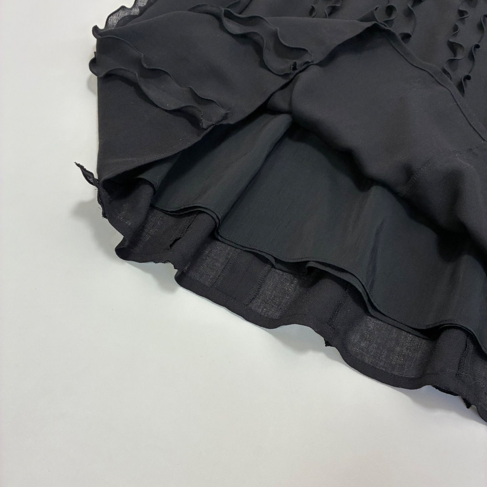 Rene ルネ☆縦フリル膝丈タイトスカート 38 ブラック - メルカリ