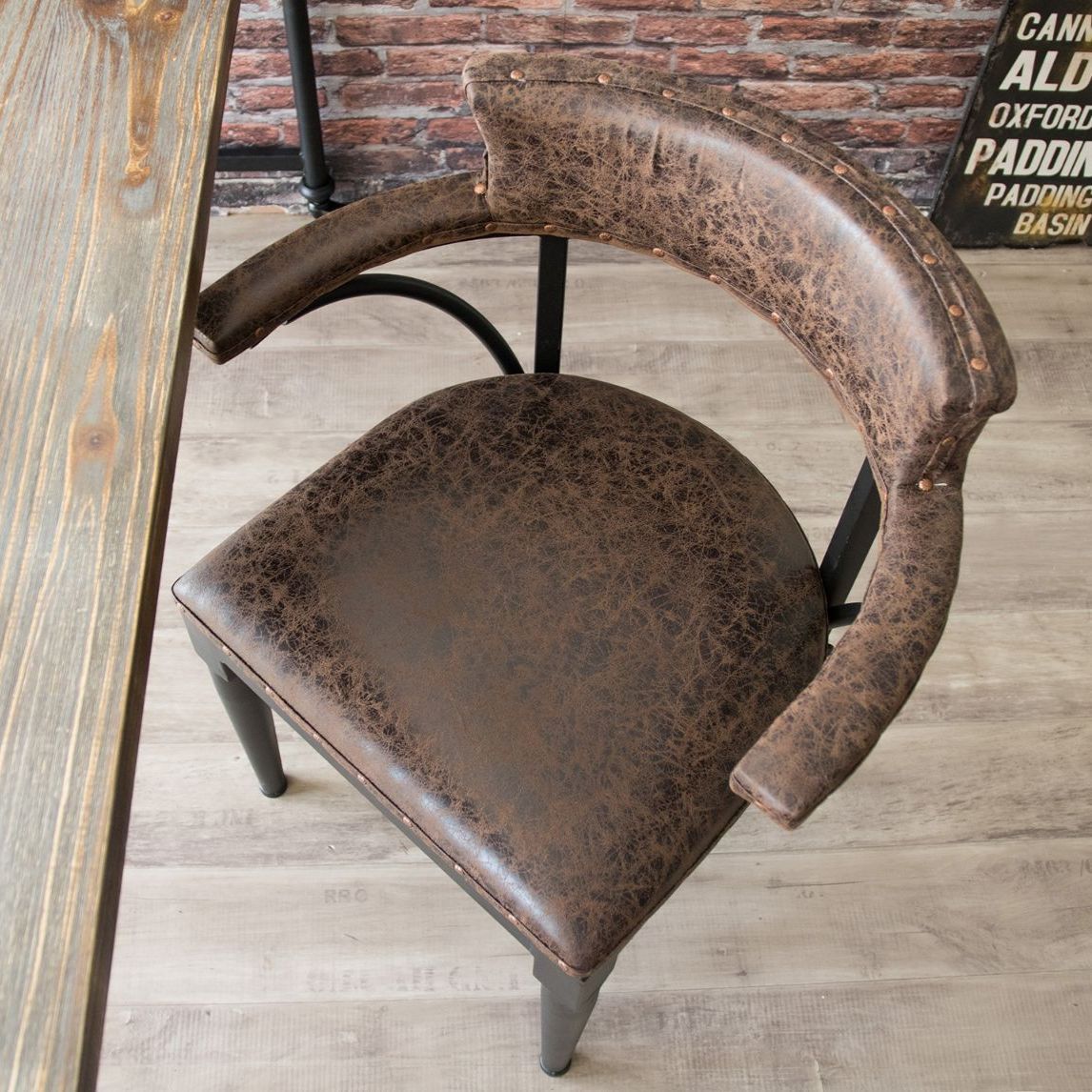 ♪インダストリアルデザイン レザー調チェア チェア ヴィンテージ