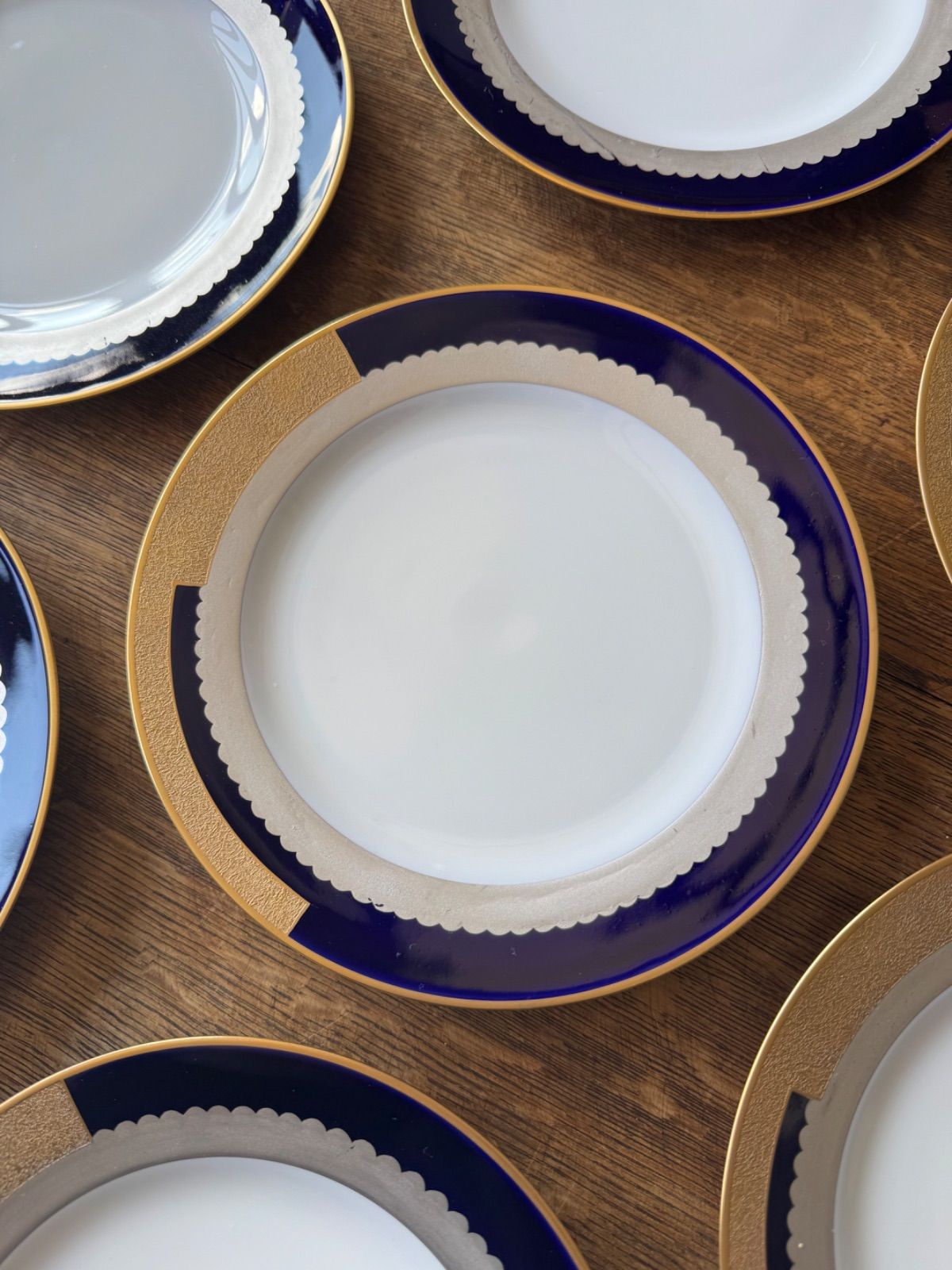 オールド大倉 マロン印 瑠璃金銀彩プレートセット 大正モダン