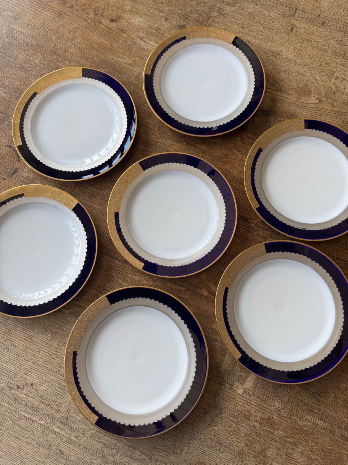 オールド大倉 マロン印 瑠璃金銀彩プレートセット 大正モダン