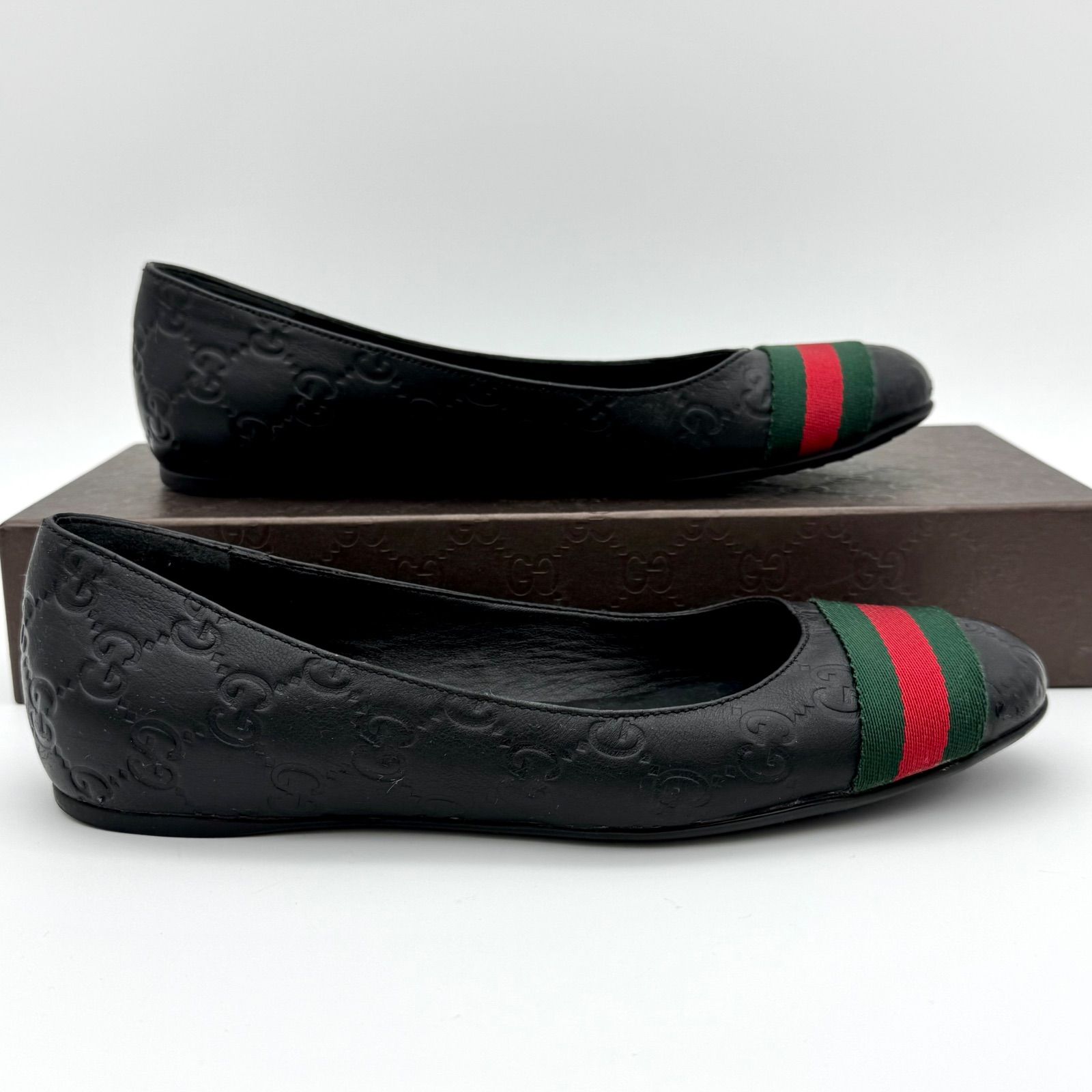 GUCCI グッチ フラットシューズ 靴 バレエシューズ 36 ブラック 黒