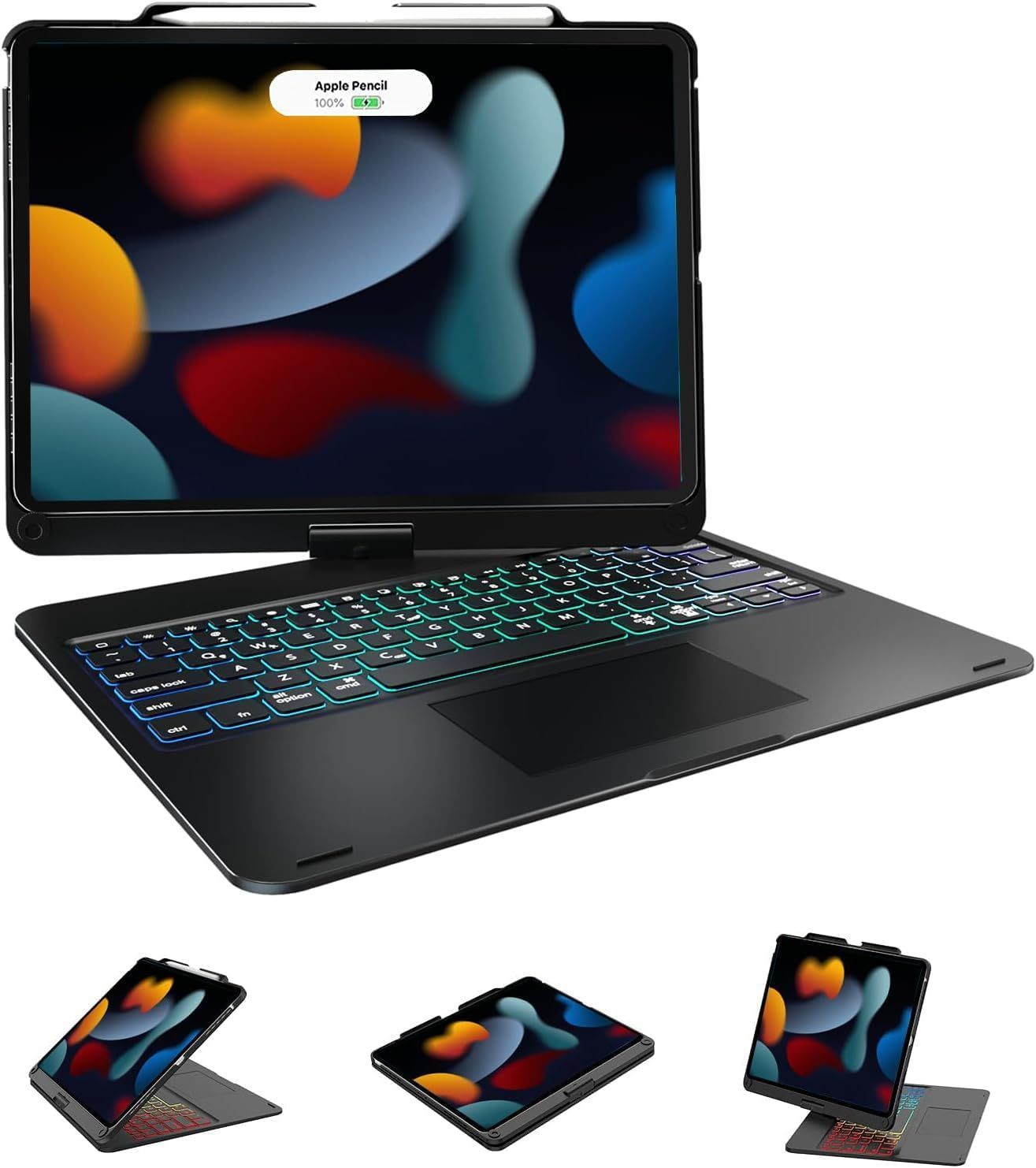 ード 12 9インチ キーボ pro Apple ipad ックライト pencilを充電 バ 高精度タッチパッド付き Type C急速充電 5 4 3世代対応 第6 オートスリープ機能 キーボードケース 9 全面保護 多角度