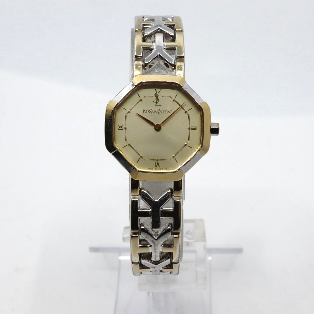 新品電池交換済 イヴサンローラン レディースウォッチ クォーツ コンビ