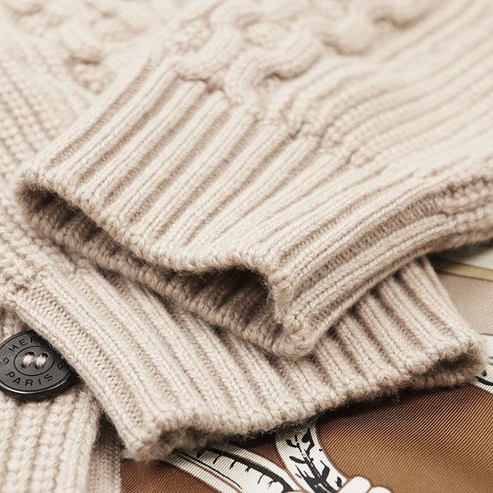 極美品】HERMES エルメス ロングカーディガン ツイルレーヌ シルク