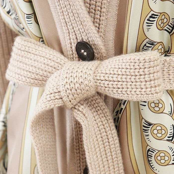 極美品】HERMES エルメス ロングカーディガン ツイルレーヌ シルク