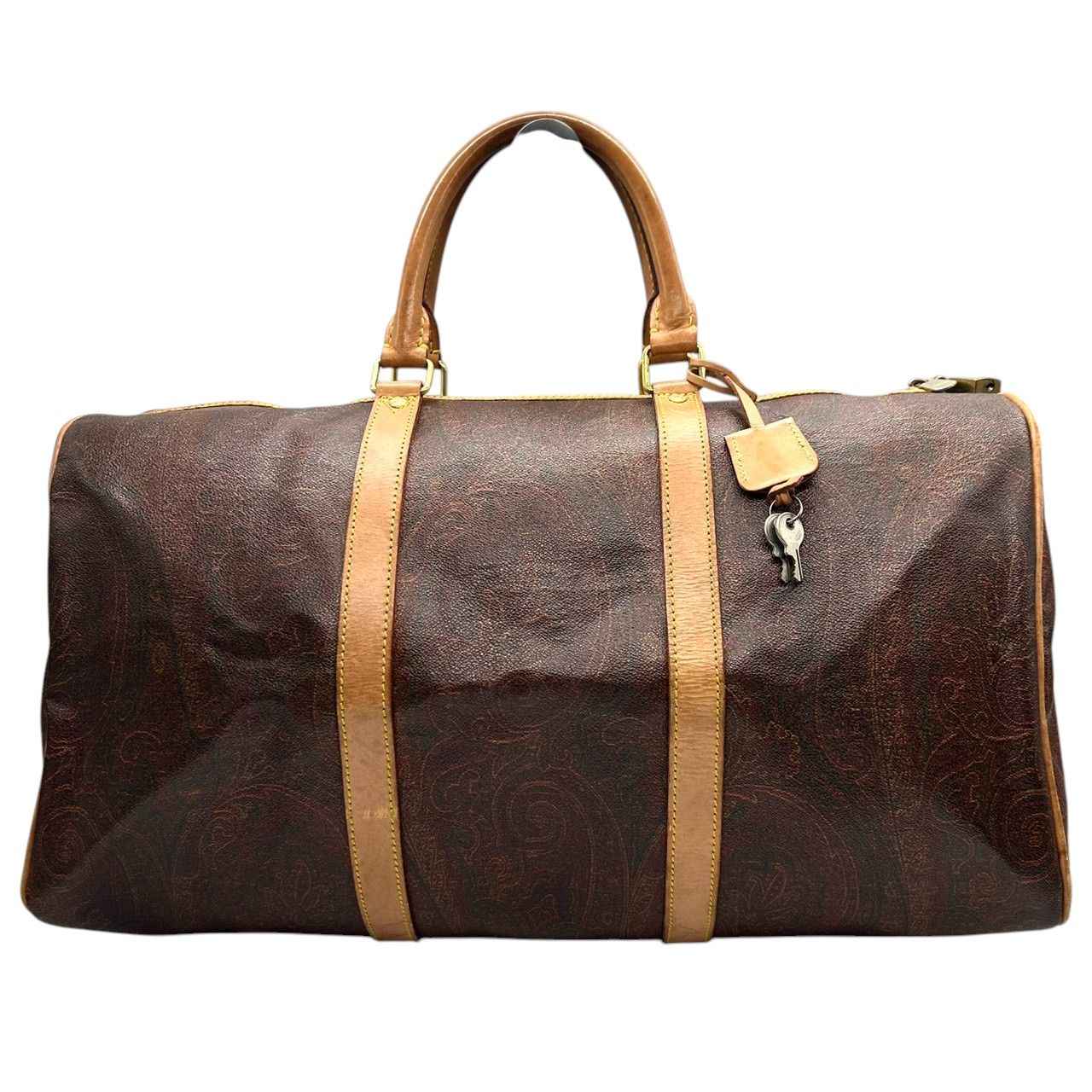 エトロ ETRO ボストンバッグ ハンドバッグ ペイズリー柄 PVC レザー 本