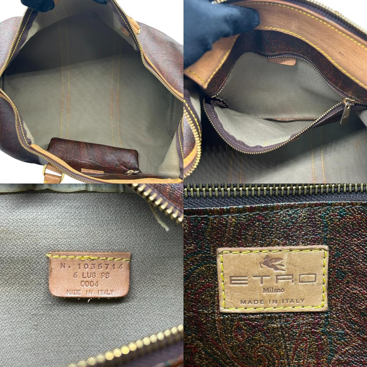 エトロ ETRO ボストンバッグ ハンドバッグ ペイズリー柄 PVC レザー 本