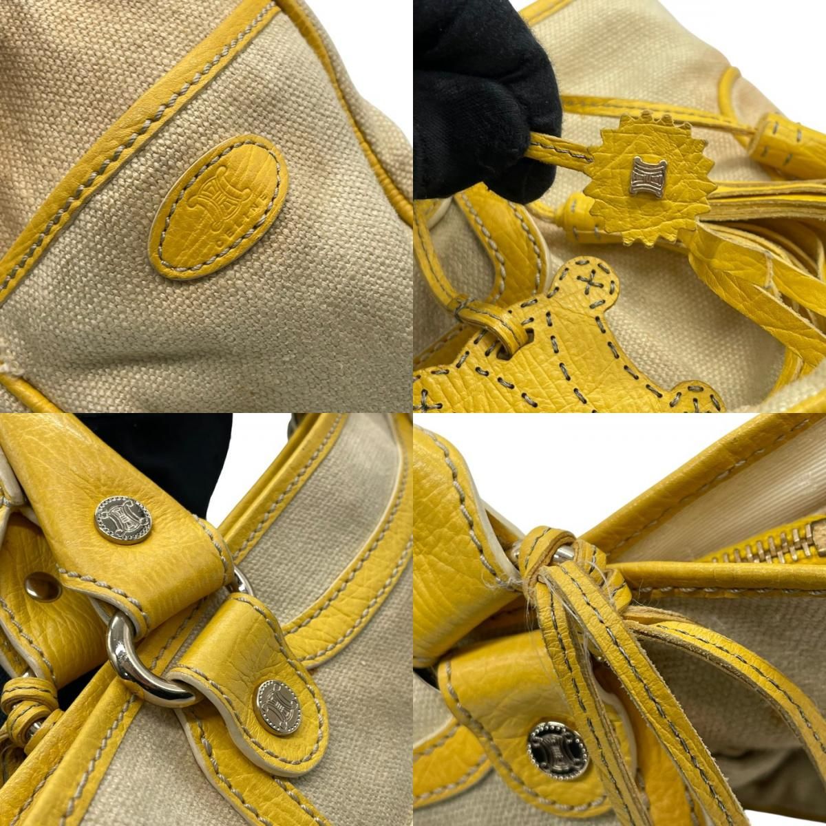 CELINE セリーヌ ブギーバッグ ハンドバッグ キャンバス レザー  