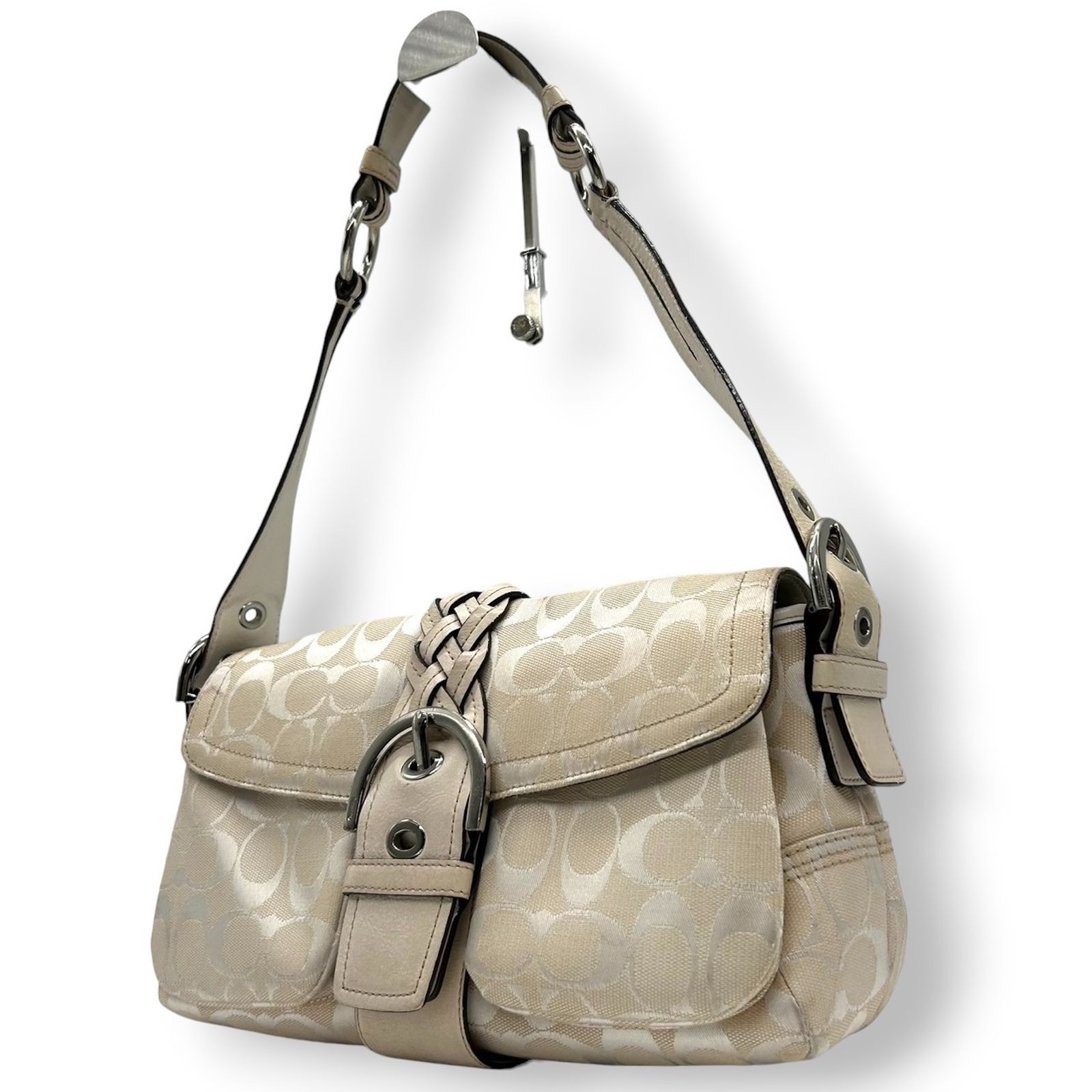 COACH ハンドバッグ ワンショルダー ソーホー ミニ シグネチャー 白 