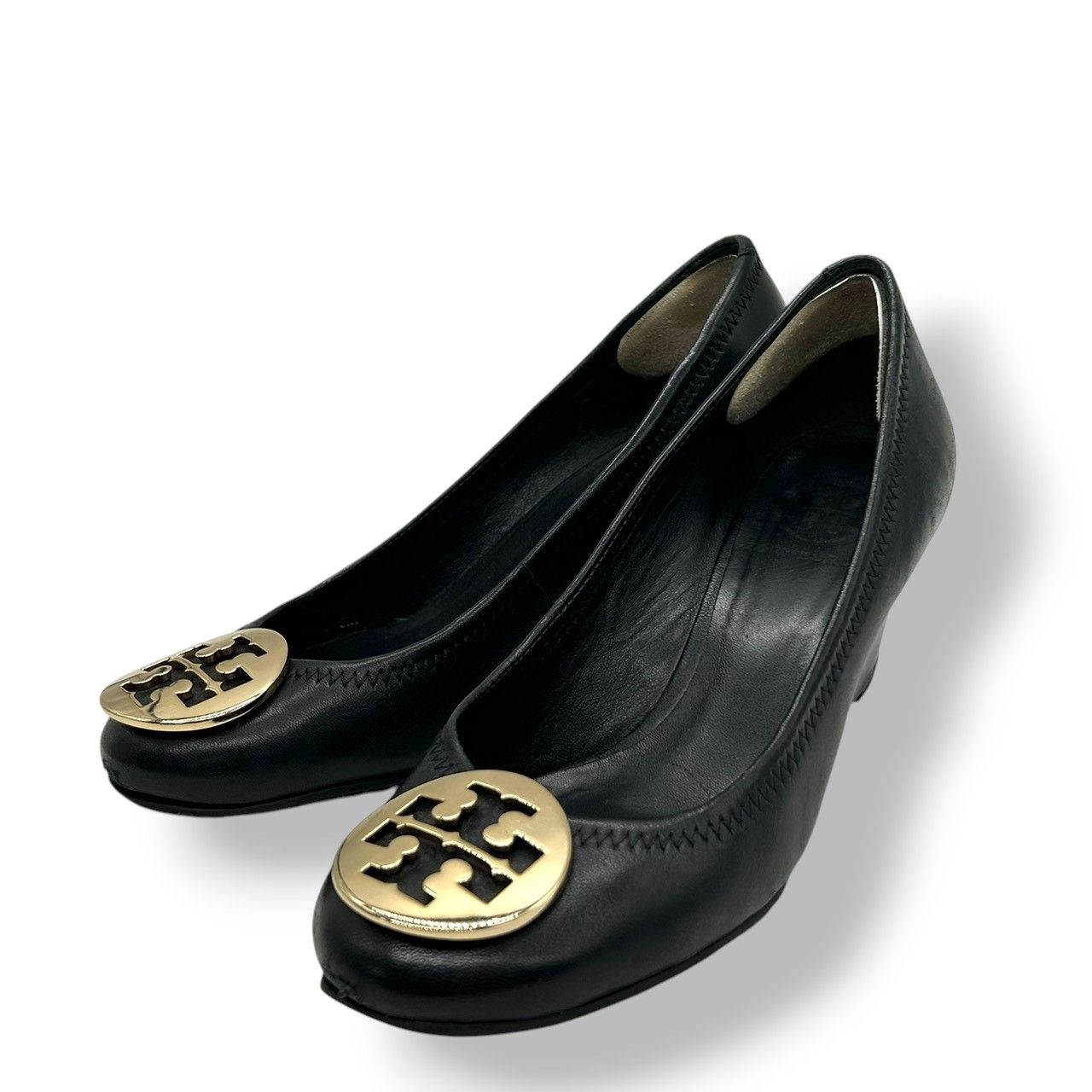 【最終価格】トリーバーチ ゴールドエンブレム ウェッジソール パンプス ブラック 良品】トリーバーチ Tory Burch パンプス ウェッジソール ウェッジ