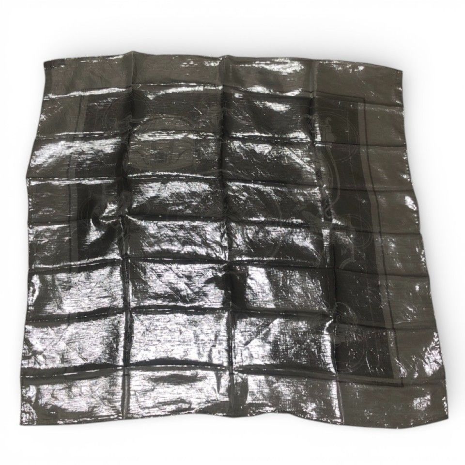 希少 レア HERMES エルメス スカーフ シルバー メタリック カレ65