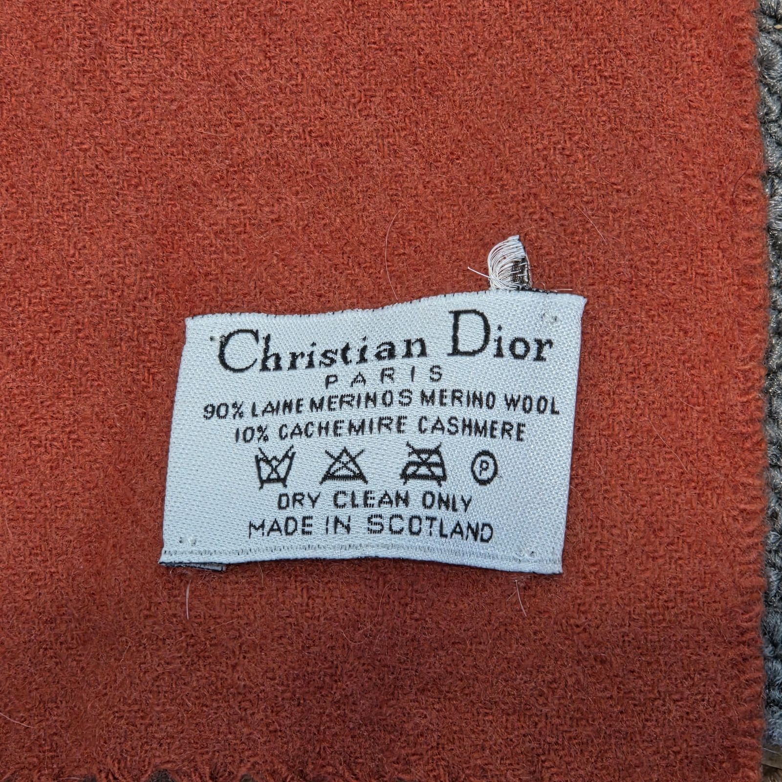 1 S01588 Dior ディオール ウール カシミヤ 混マフラー ロゴ フリンジ