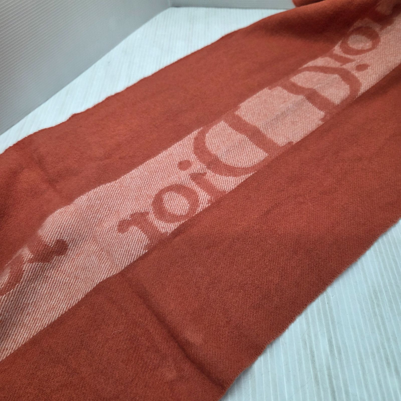 1 S01588 Dior ディオール ウール カシミヤ 混マフラー ロゴ フリンジ