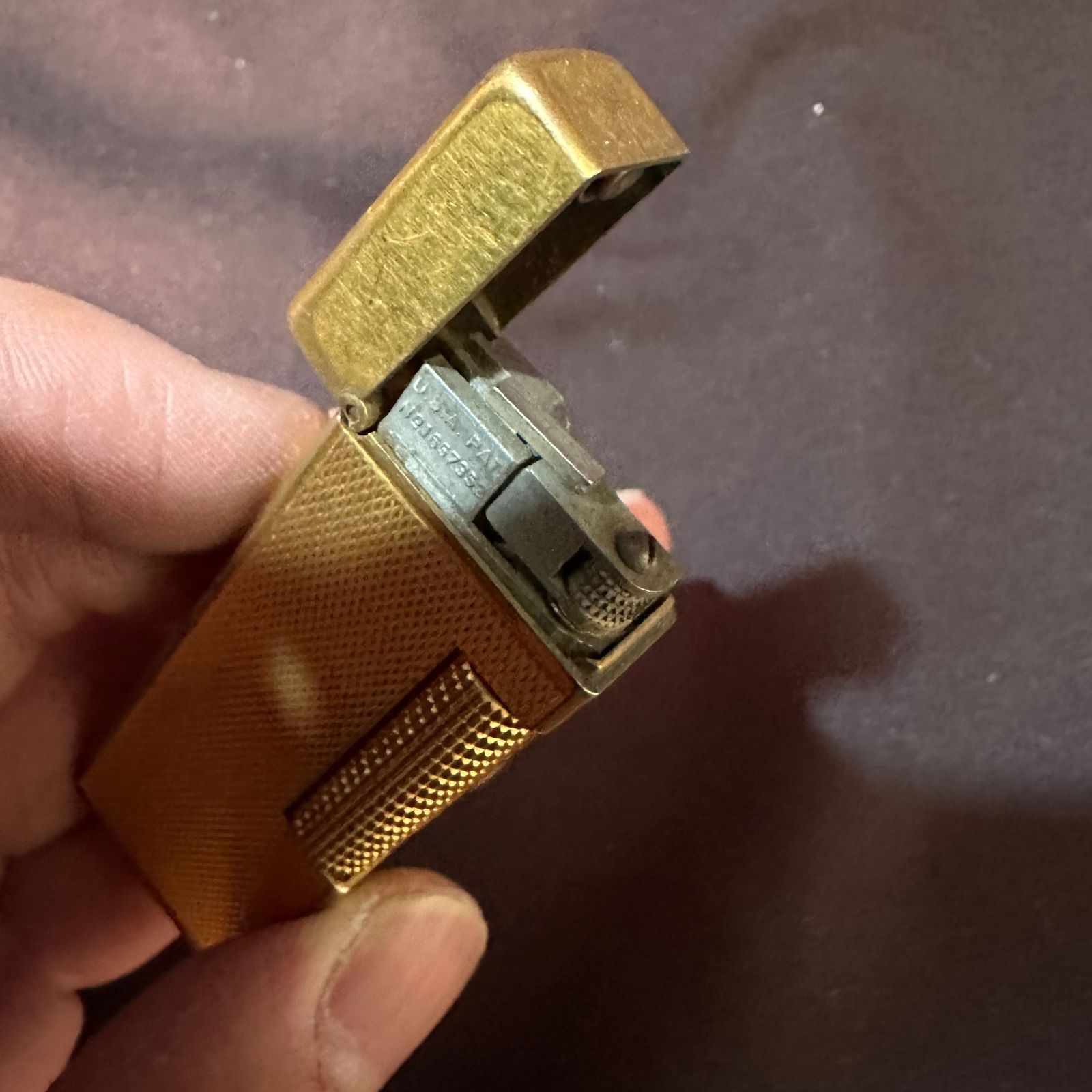 ト足】Dunhill ダンヒル ローラー式ガスライター ゴールド系 ケース 