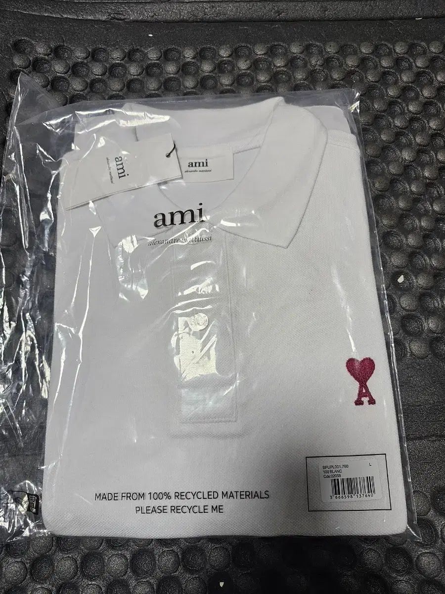 アミ ハート ロゴ 白 ポロTシャツ L