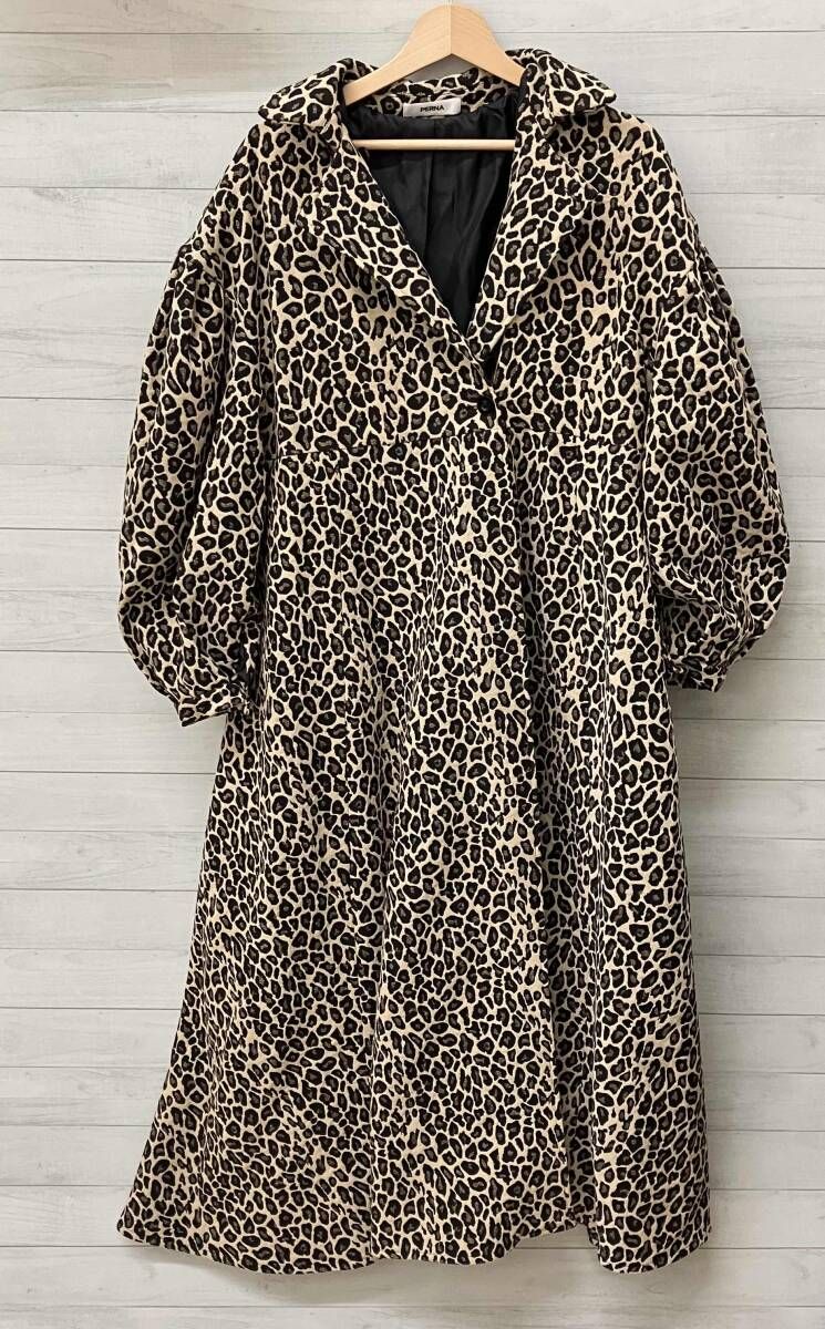 PERNA ペルーナ コート レオパードジャガードコート レディース L