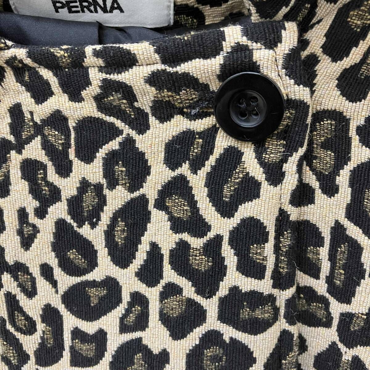 PERNA ペルーナ コート レオパードジャガードコート レディース L