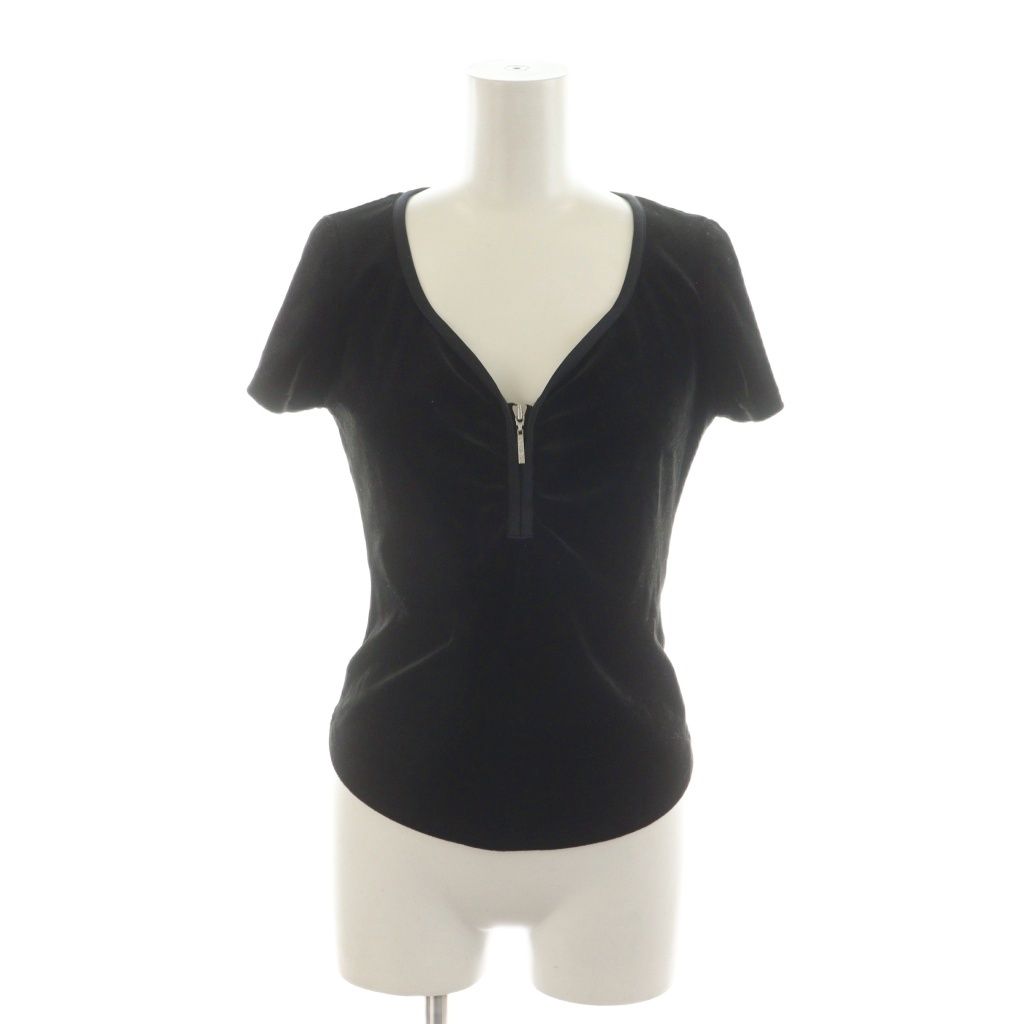 フォクシーニューヨーク FOXEY NEW YORK カットソー 半袖 ベロア 38 黒