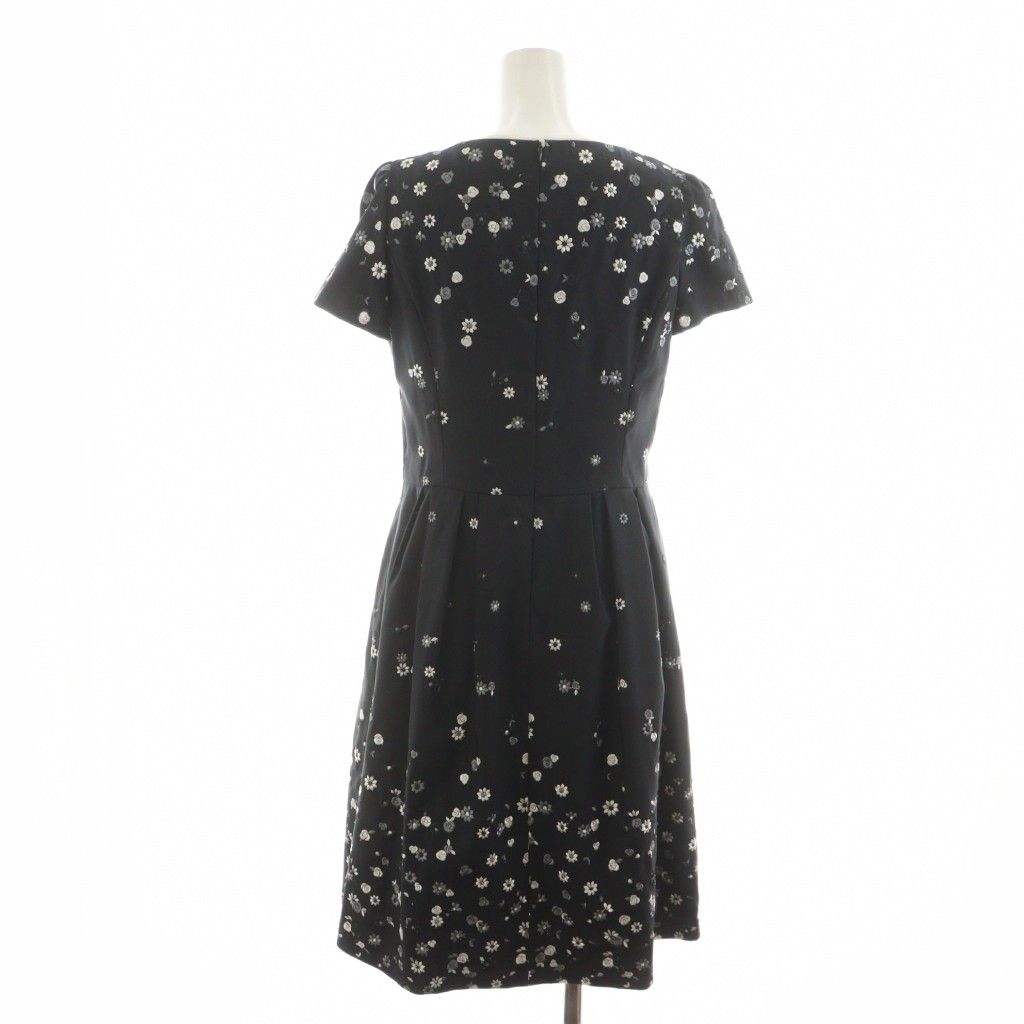 エムズグレイシー M'S GRACY ワンピース ひざ丈 半袖 花柄 38 黒