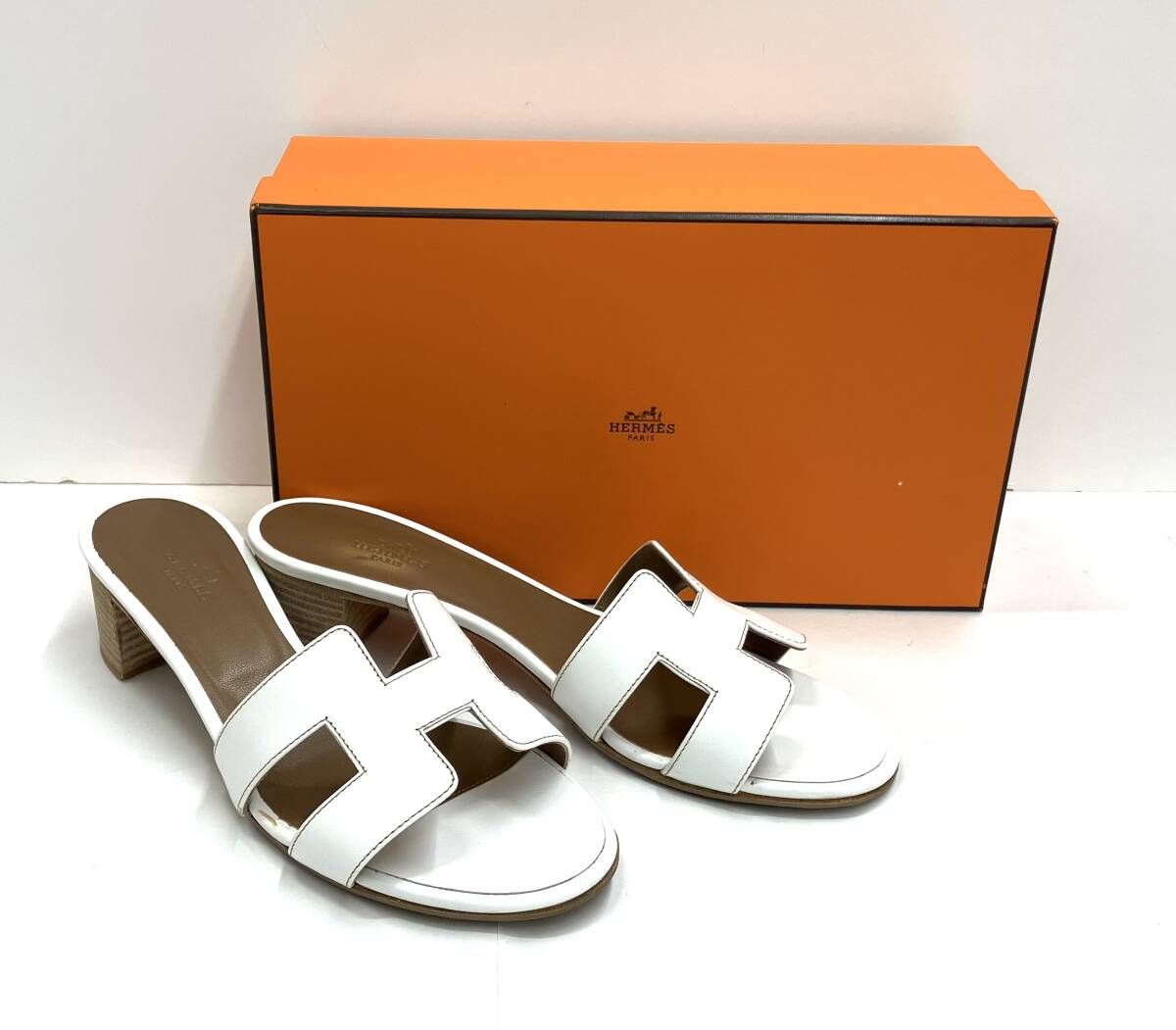 HERMES エルメス オアジス レザー サンダル サイズ38 1／2 箱有り