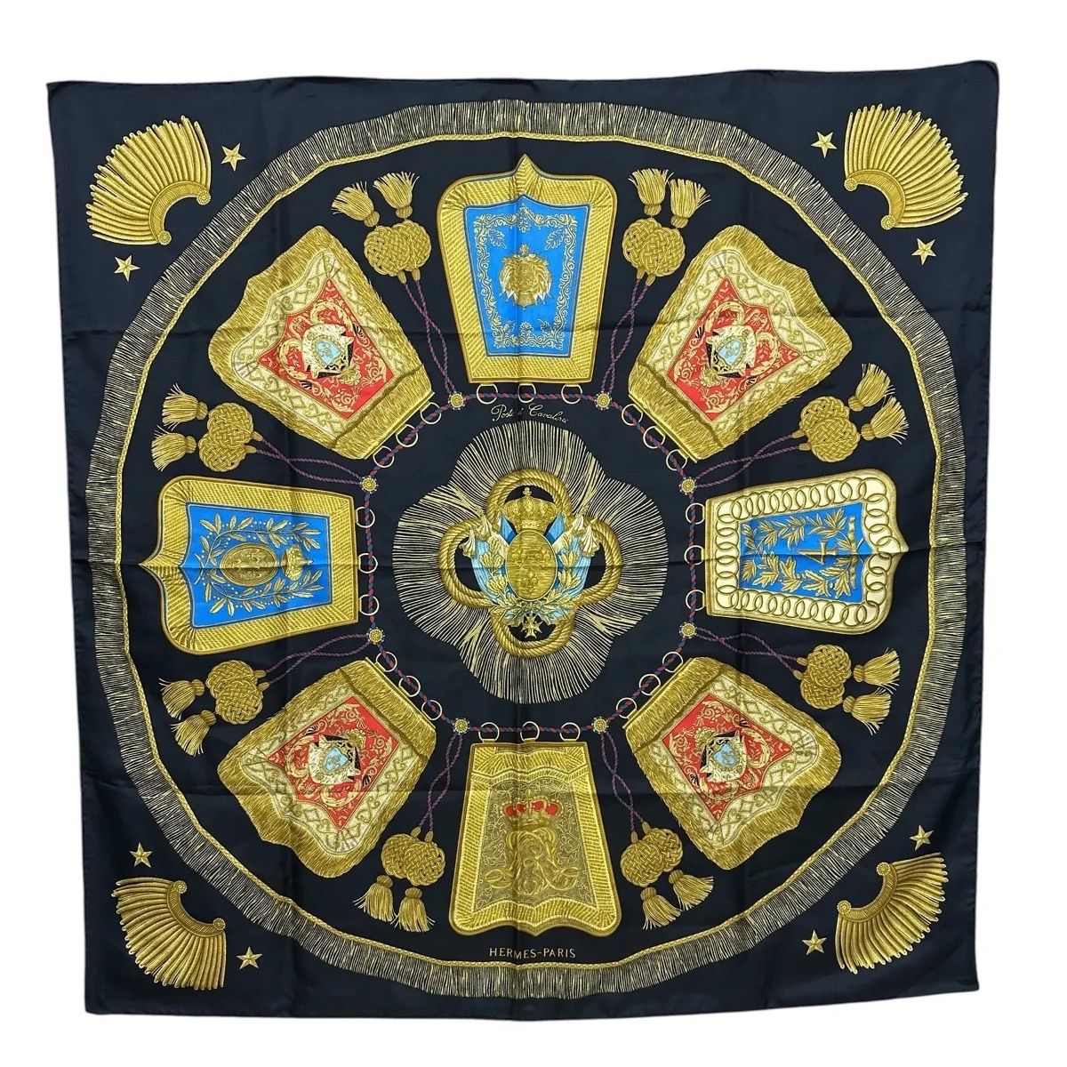 Hermès エルメス カレ90 Posteet Cavalerie サーベル飾袋 ブラック