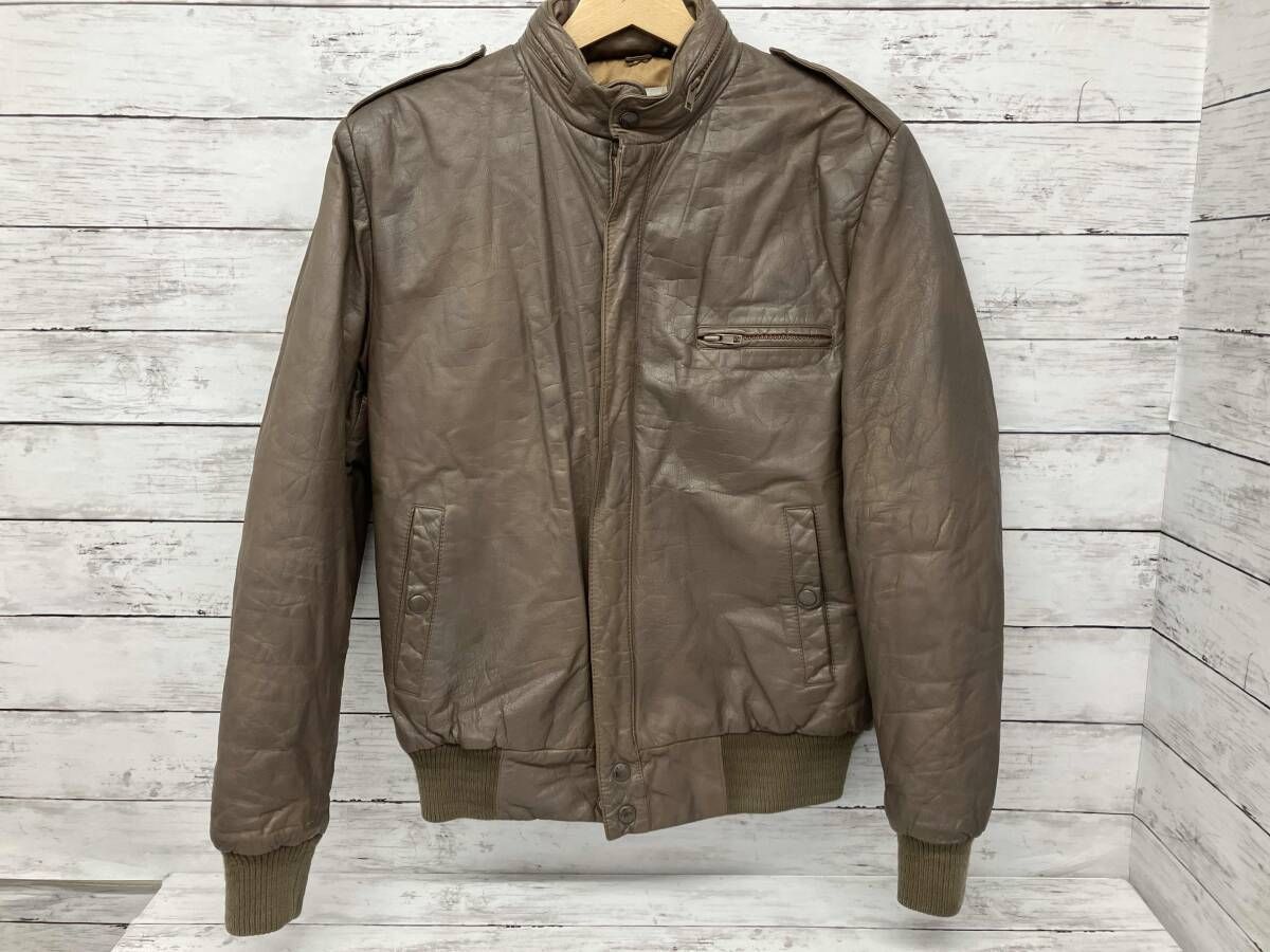 SCHOTT／レザージャケット／カーキ／ブラウン／フード収納／サイズ38