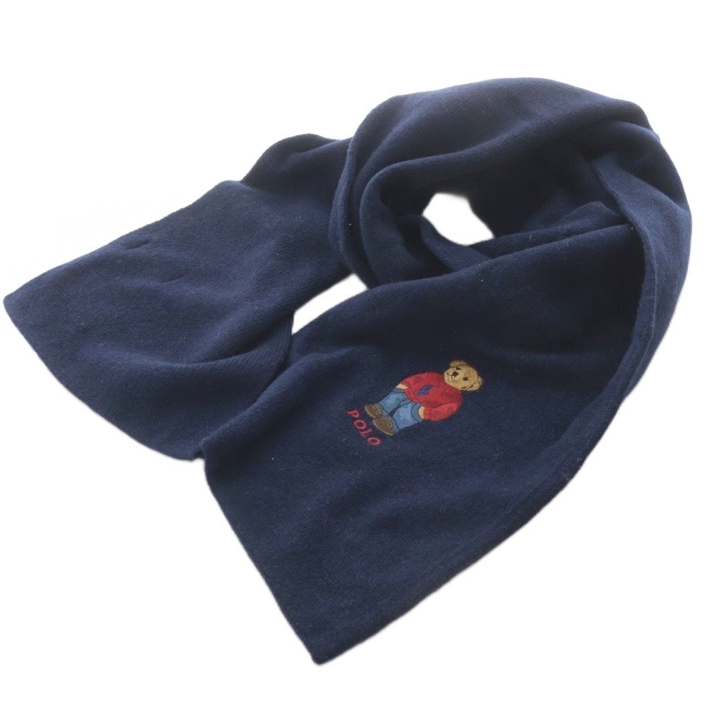 ★出品2/13まで タグ付き ポロベア刺繍マフラー ポロ ラルフローレン POLO RALPH LAUREN ポロベア刺繍 ニットマフラー