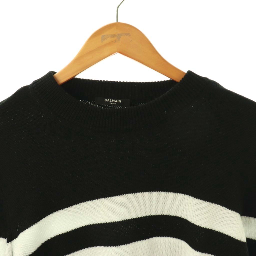 バルマン BALMAIN 3432K017 ショルダーボタン装飾ボーダーニット