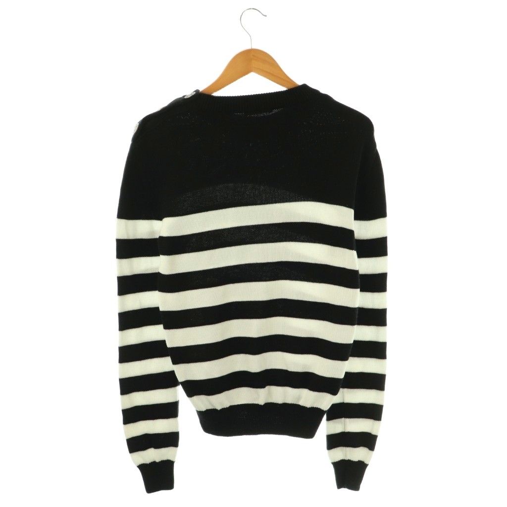 バルマン BALMAIN 3432K017 ショルダーボタン装飾ボーダーニット