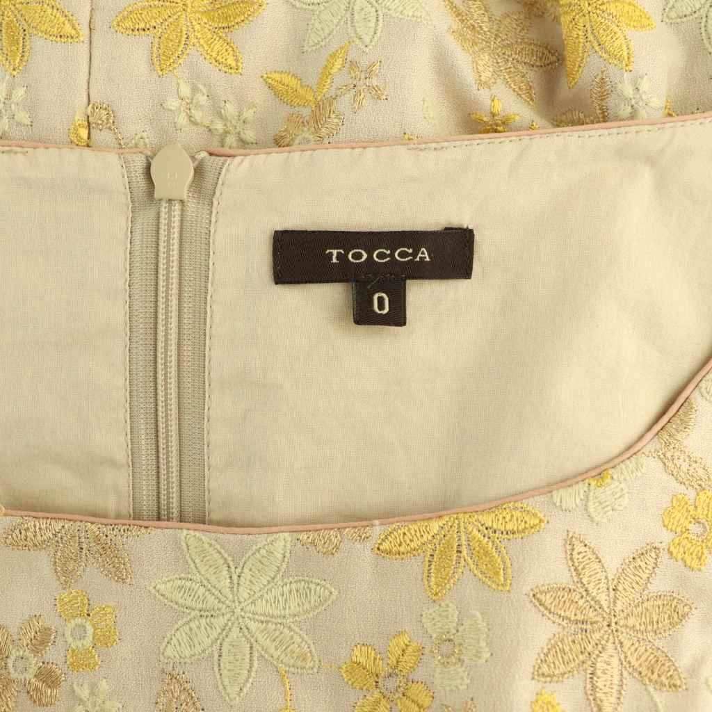 トッカ TOCCA 刺繍ワンピース フレンチスリーブ 0 ライトベージュ