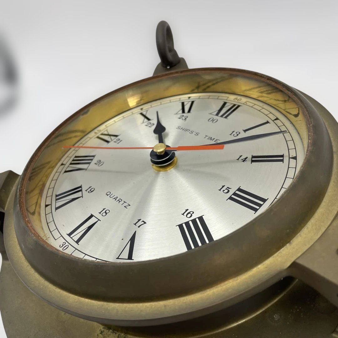 SHIPS TIME クオーツ 置時計 アンティーク 直径11.5cm 船舶時計 船舶用デザイン時計 掛け時計 2個セット 船舶時計 SHIPS'S TIME
