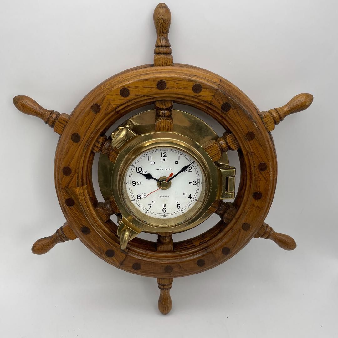 SHIPS TIME クオーツ 置時計 アンティーク 直径11.5cm 船舶時計 船舶用