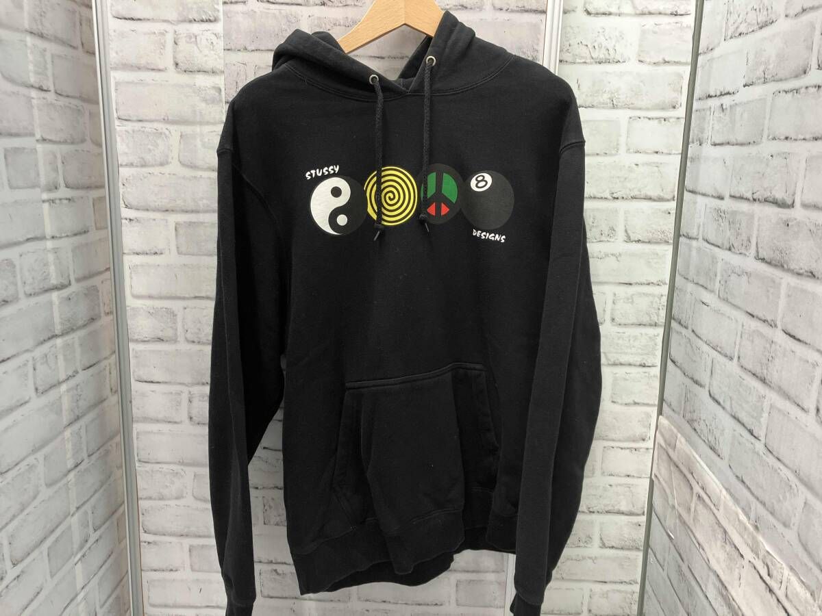星*様 Stussy 8ボール ブラック パーカー M 紐なし STUSSY 8BALL EMBROIDERED HOODIE BLACK