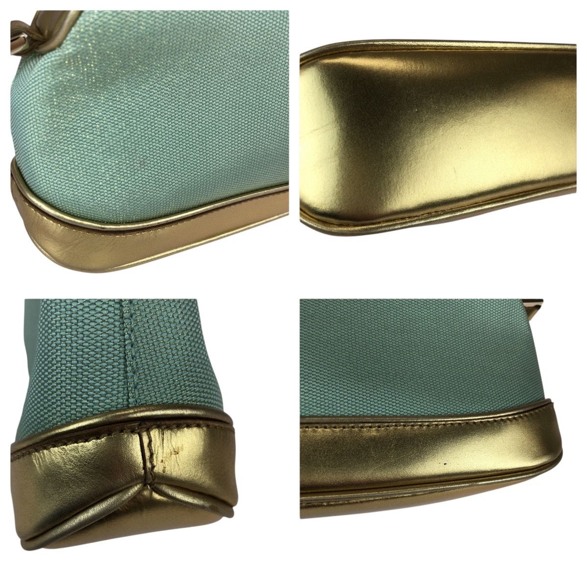 美品 GUCCI グッチ グリーン ゴールド キャンバス/レザー 039 1133