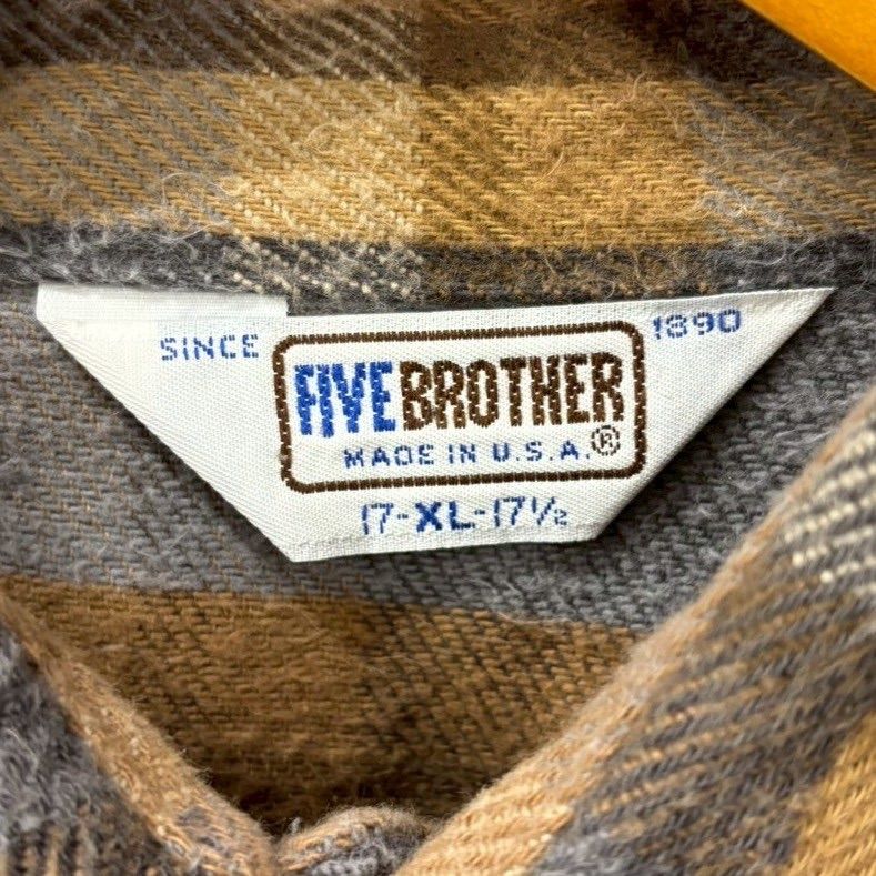 80s ビンテージ FIVE BROTHER ヘビー フランネル コットン シャツ