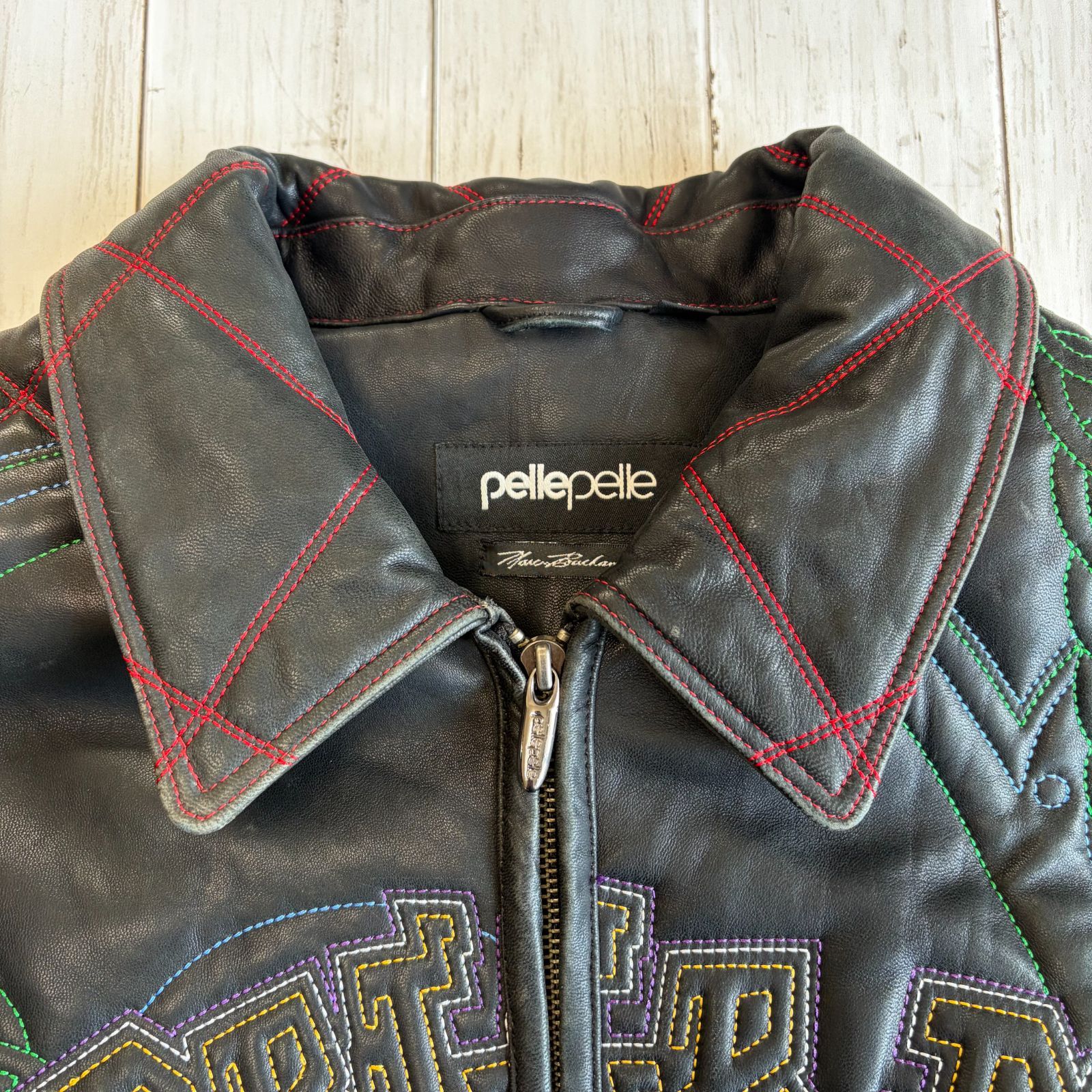 Pelle Pelle ペレペレ レザージャケット 刺繍 総柄 スタジャン