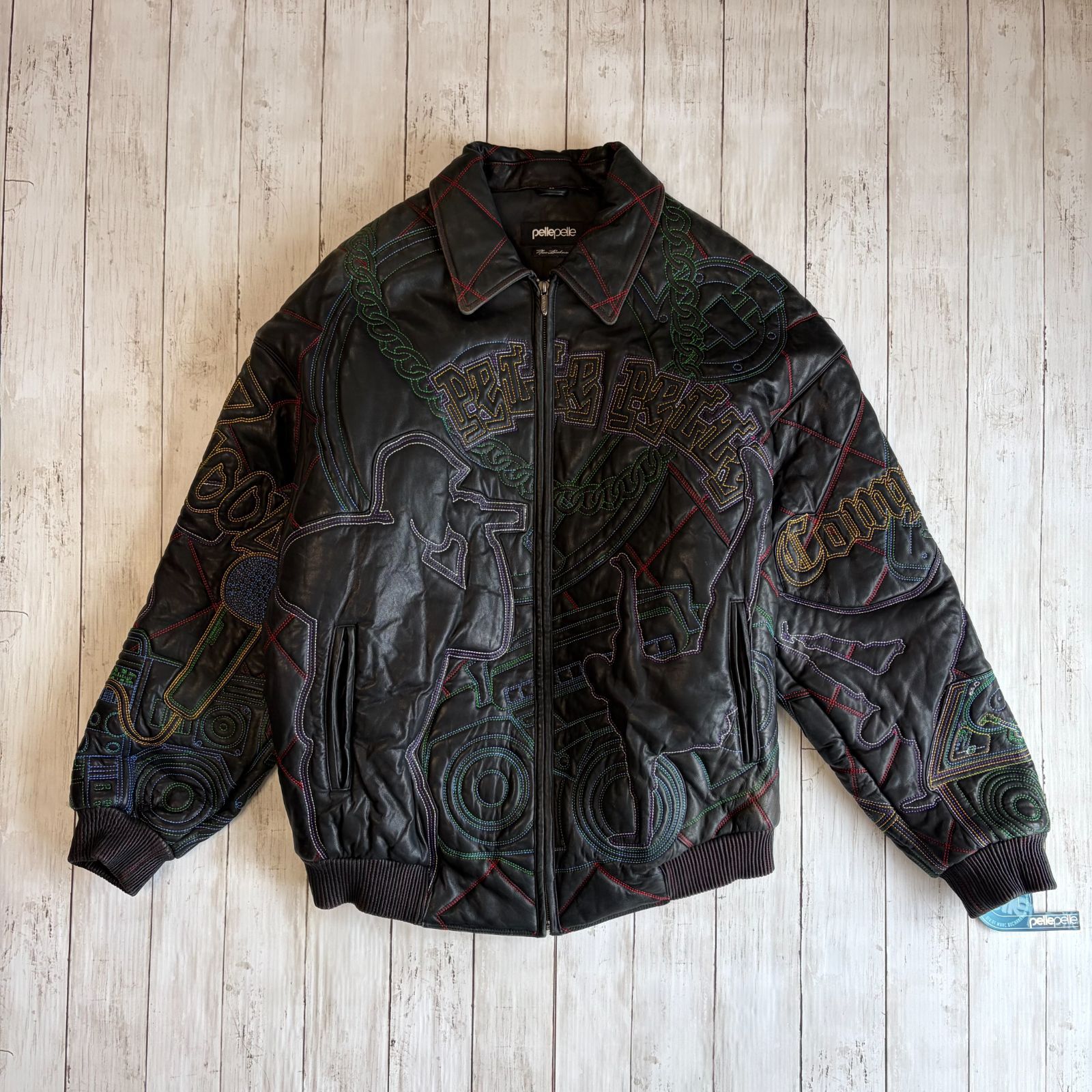 Pelle Pelle ペレペレ レザージャケット 刺繍 総柄 スタジャン