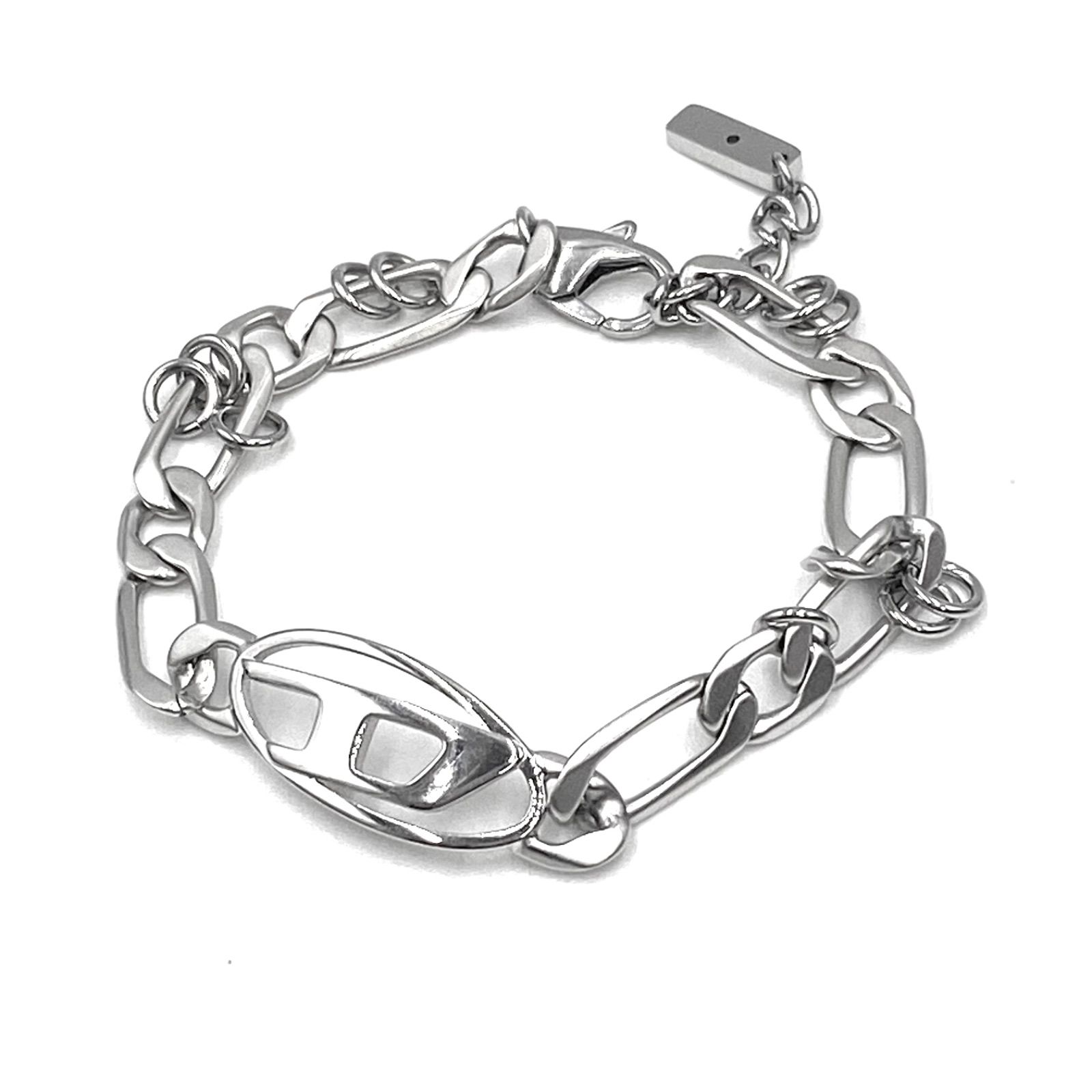 ディーゼル シルバー バングル DIESEL ディーゼル ブレスレット バングル シルバー ロゴ チェーン