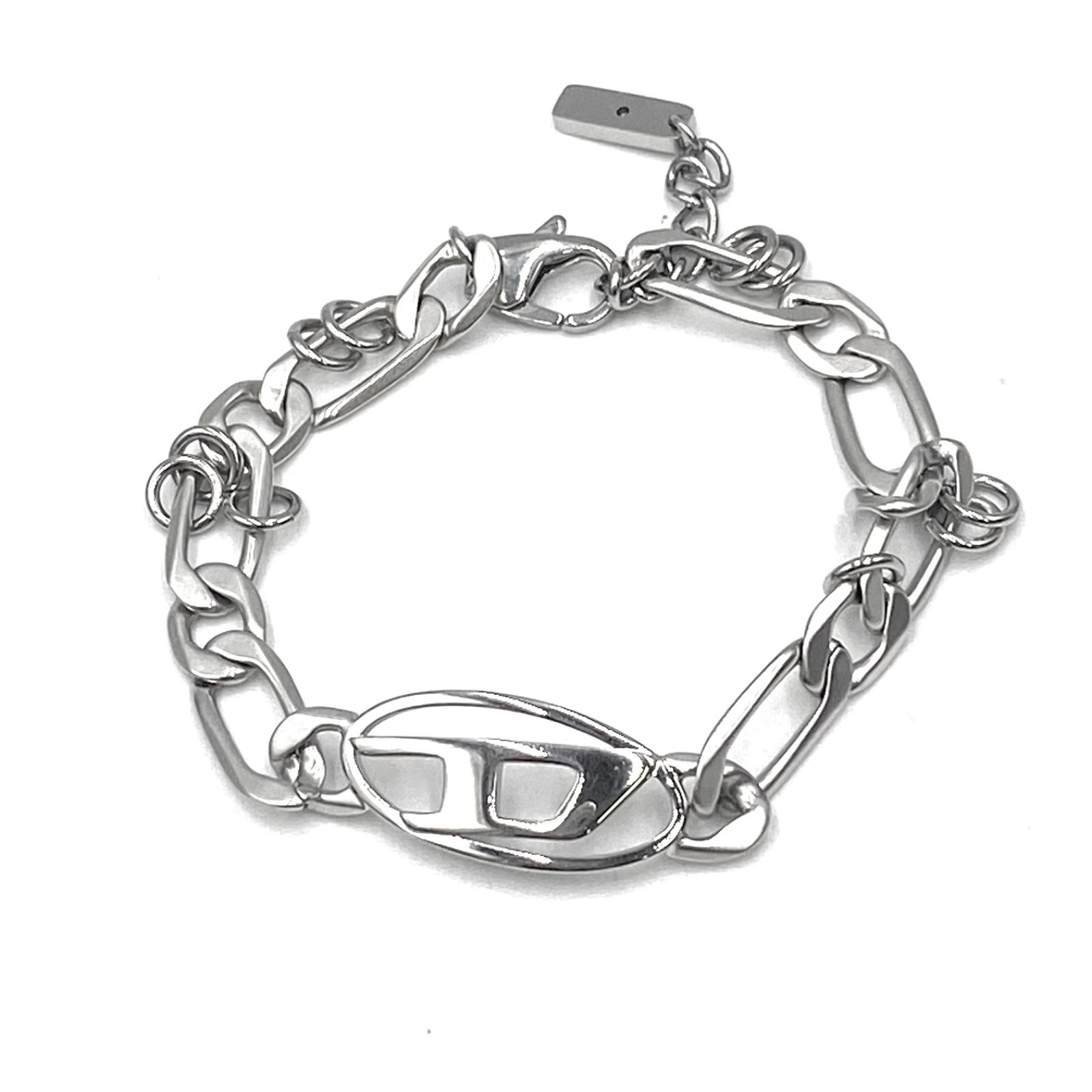 DIESEL シルバーバングル DIESEL ディーゼル ブレスレット バングル シルバー ロゴ チェーン