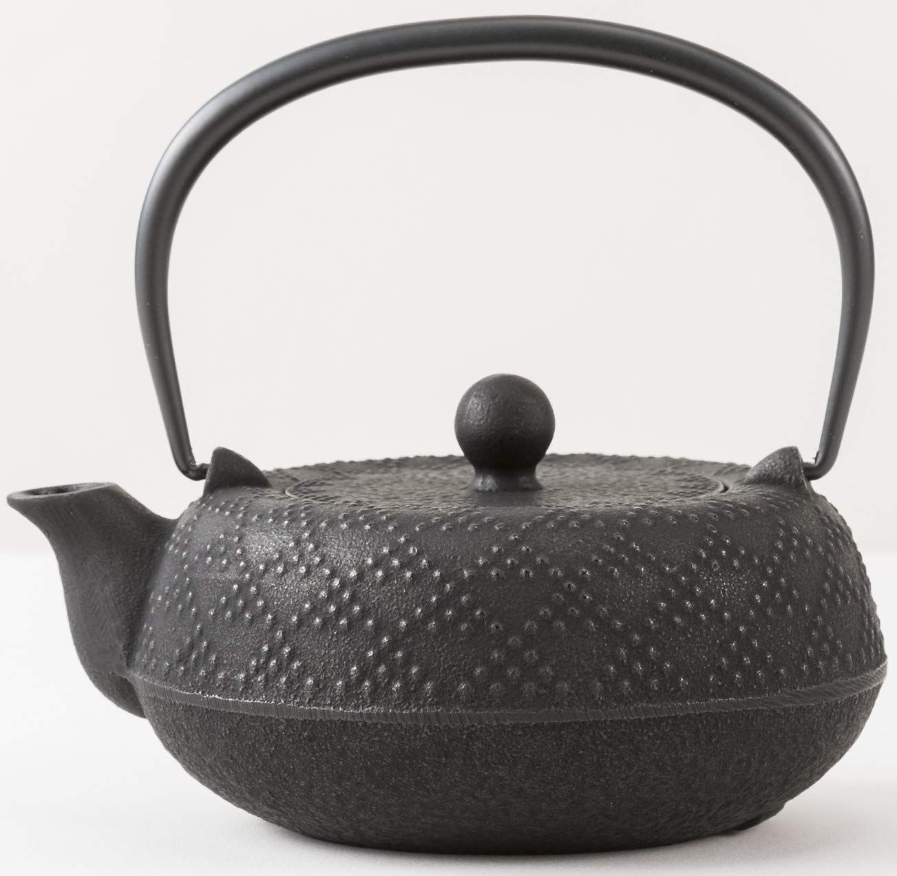 岩鋳 Iwachu 急須 5型格子アラレ 黒 0.55 L 内面ホーロー 南部鉄器 12062