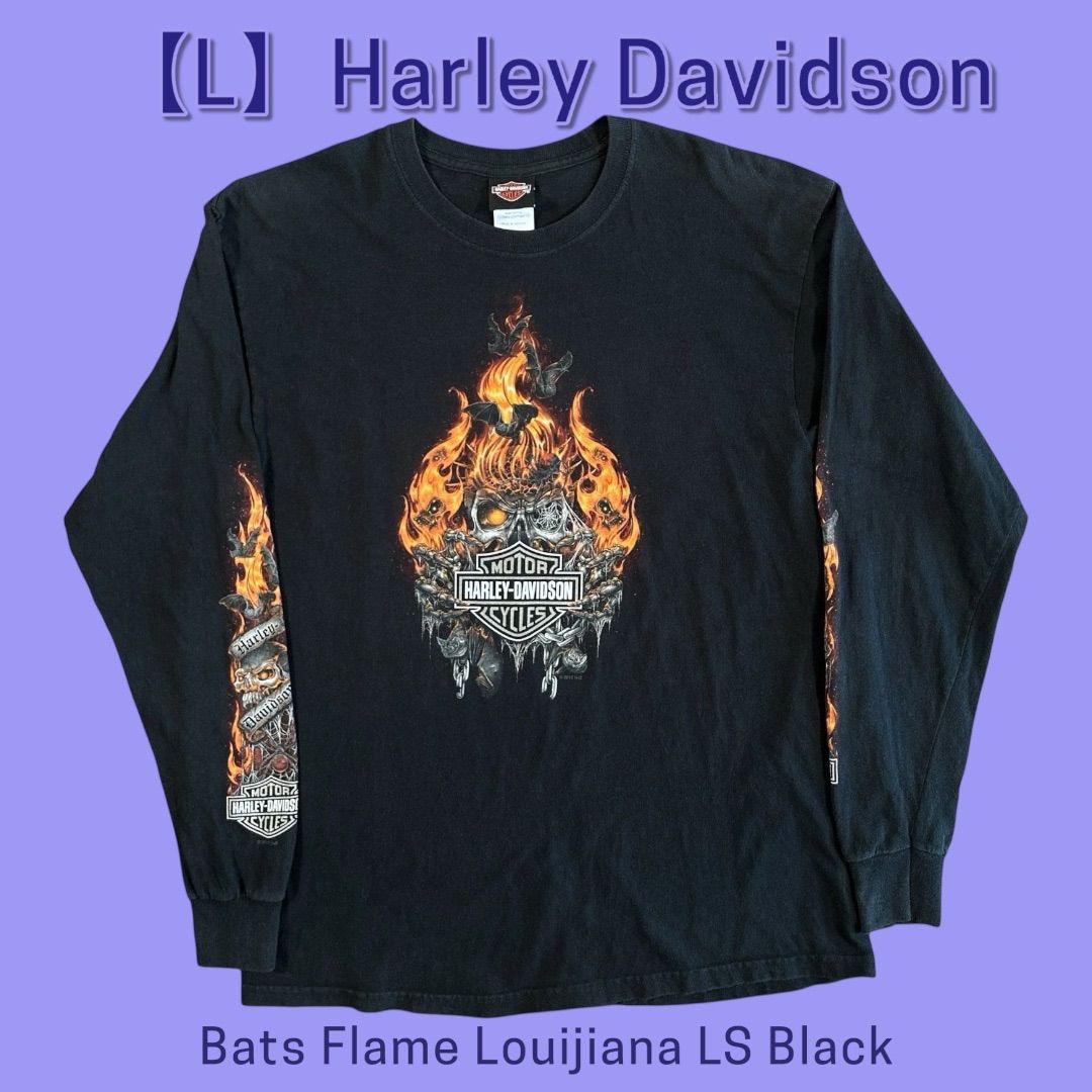 Harley Davidson Bats Flame Louijiana LS Black L
