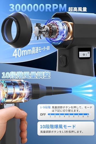  迅速に発送 家電批評ベストバイ受賞 エアダスター 電動ブロワー 洗車 史上爆風No.1 冬充電強化版 超強力高速回転 10段階風量調整 20000 mAHバッテリー ノズル9種類付 40 MMブラシレスモーター ecb 8 b 881 その他 キッチン 食器